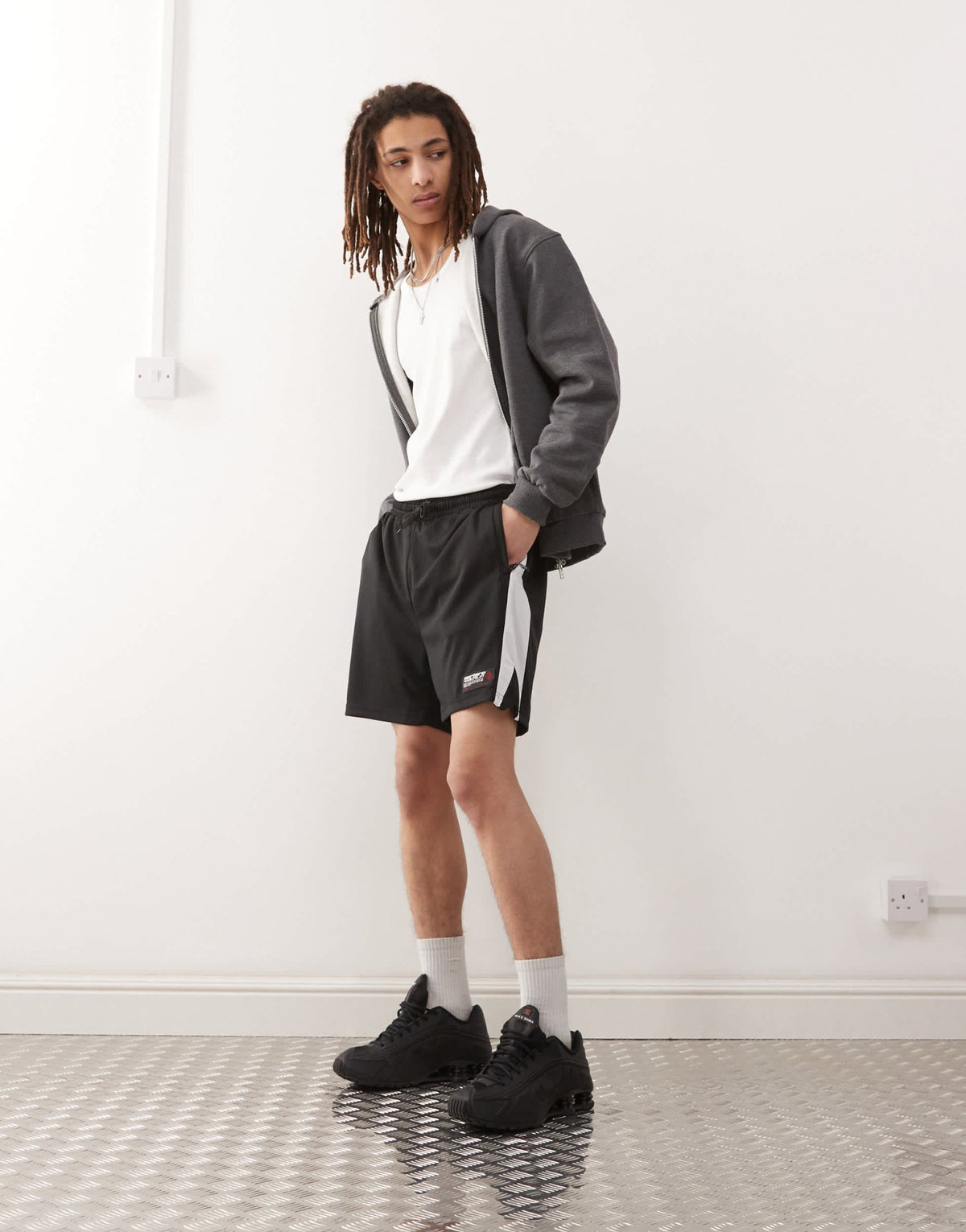 Vertere Berlin logo contrast panel detail sports shorts in black - ASOS Sample Sale