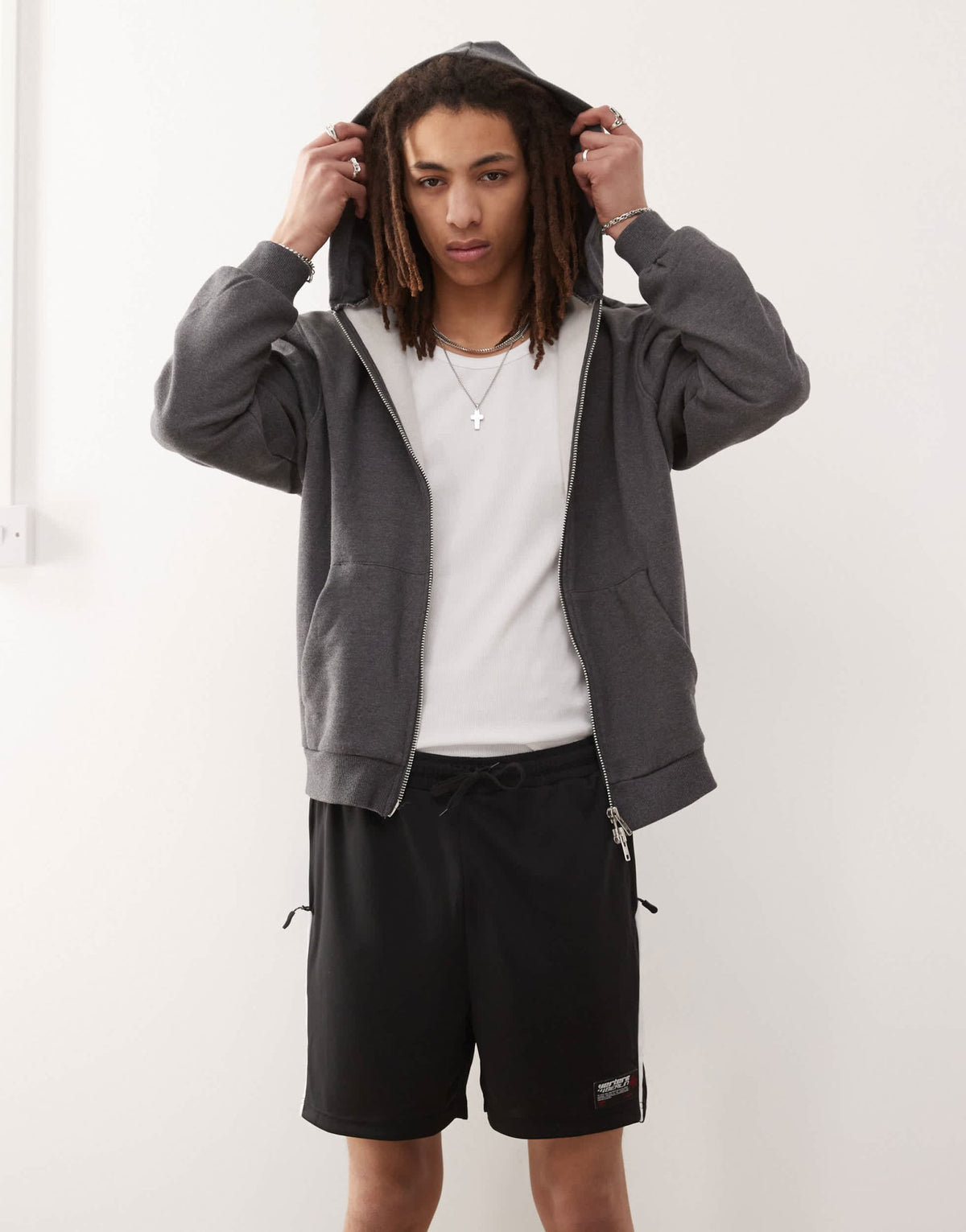 Vertere Berlin logo contrast panel detail sports shorts in black - ASOS Sample Sale