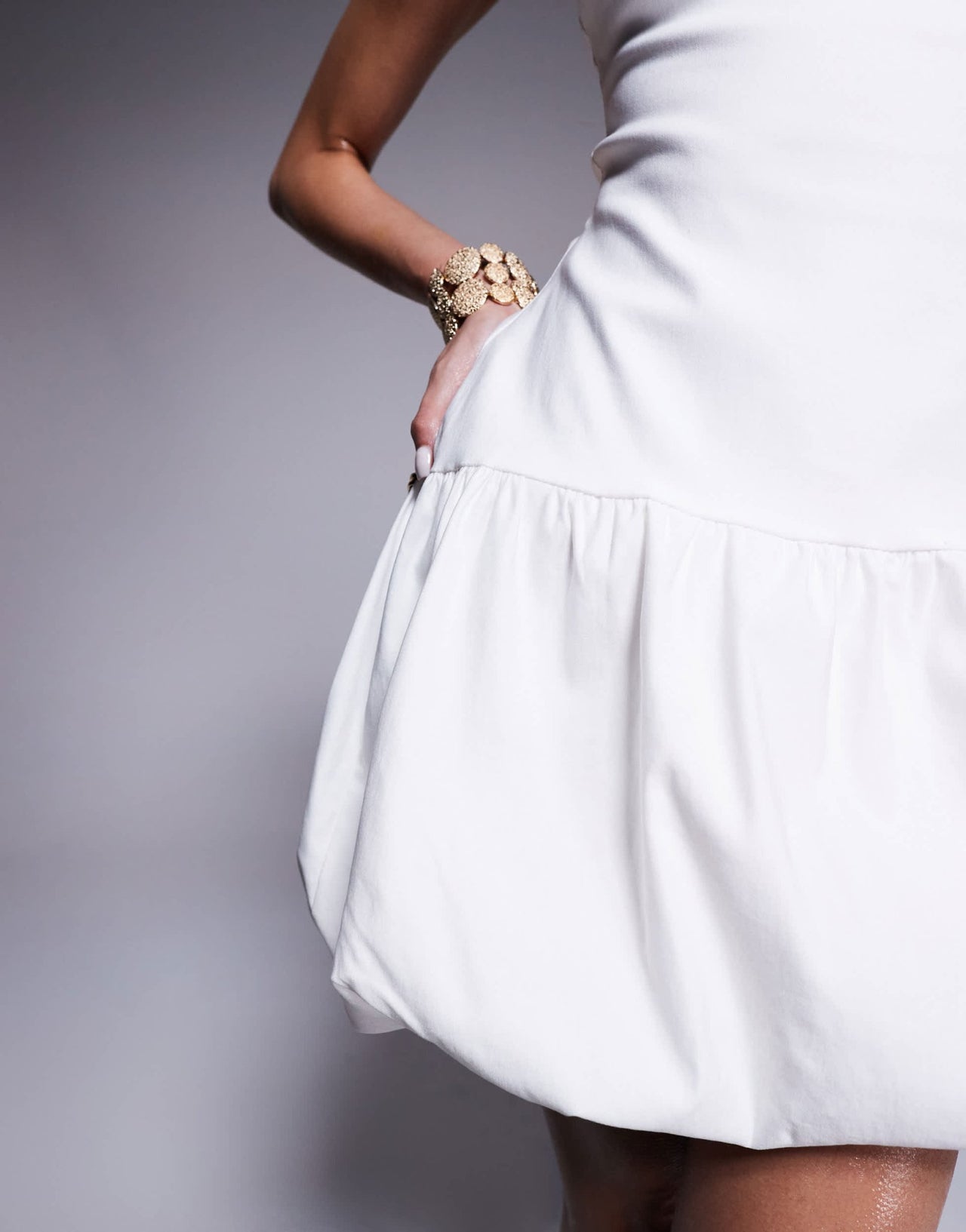 Vesper bengaline bandeau bubble hem mini dress in white - ASOS Sample Sale
