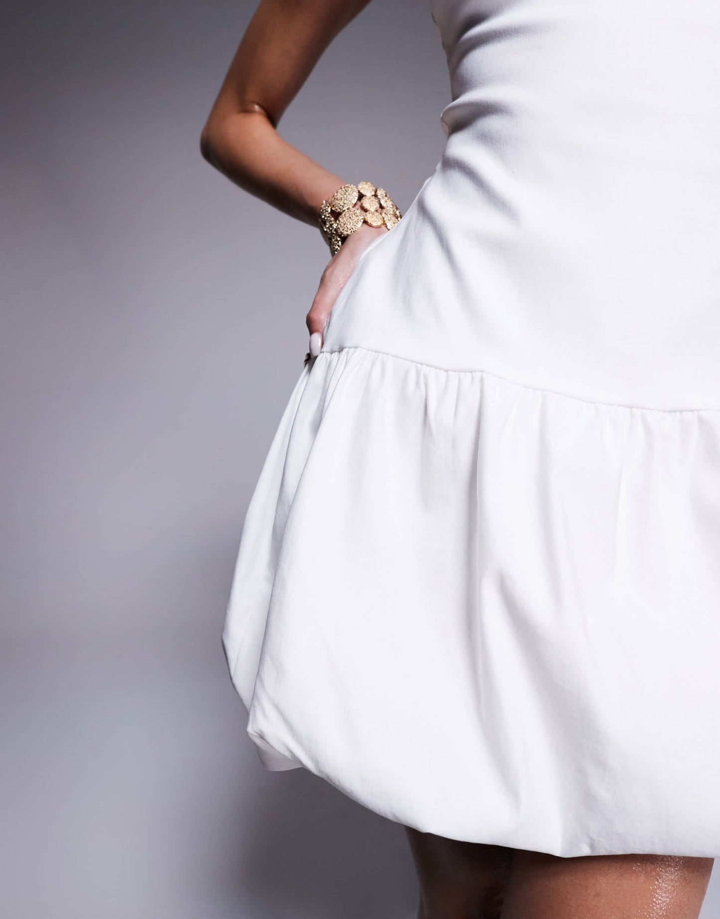 Vesper bengaline bandeau bubble hem mini dress in white - ASOS Sample Sale