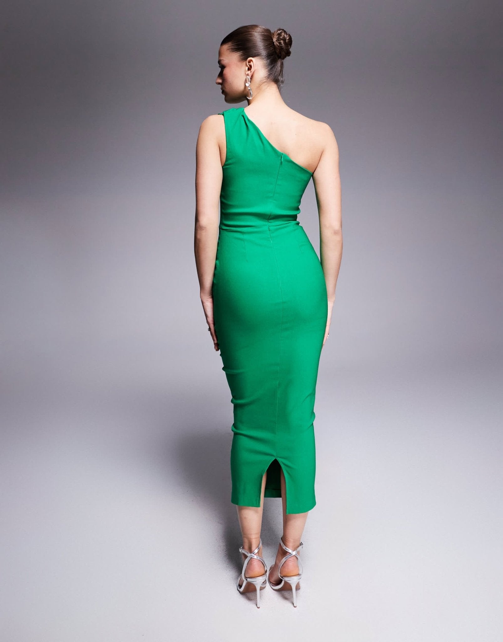 Vesper bengaline one shoulder strap bodycon midaxi dress in emerald - ASOS Sample Sale