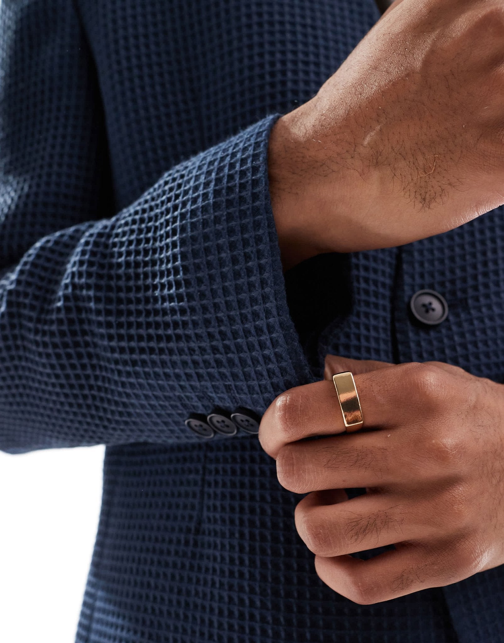 Viggo elanga waffle suit jacket in navy co - ord - ASOS Sample Sale