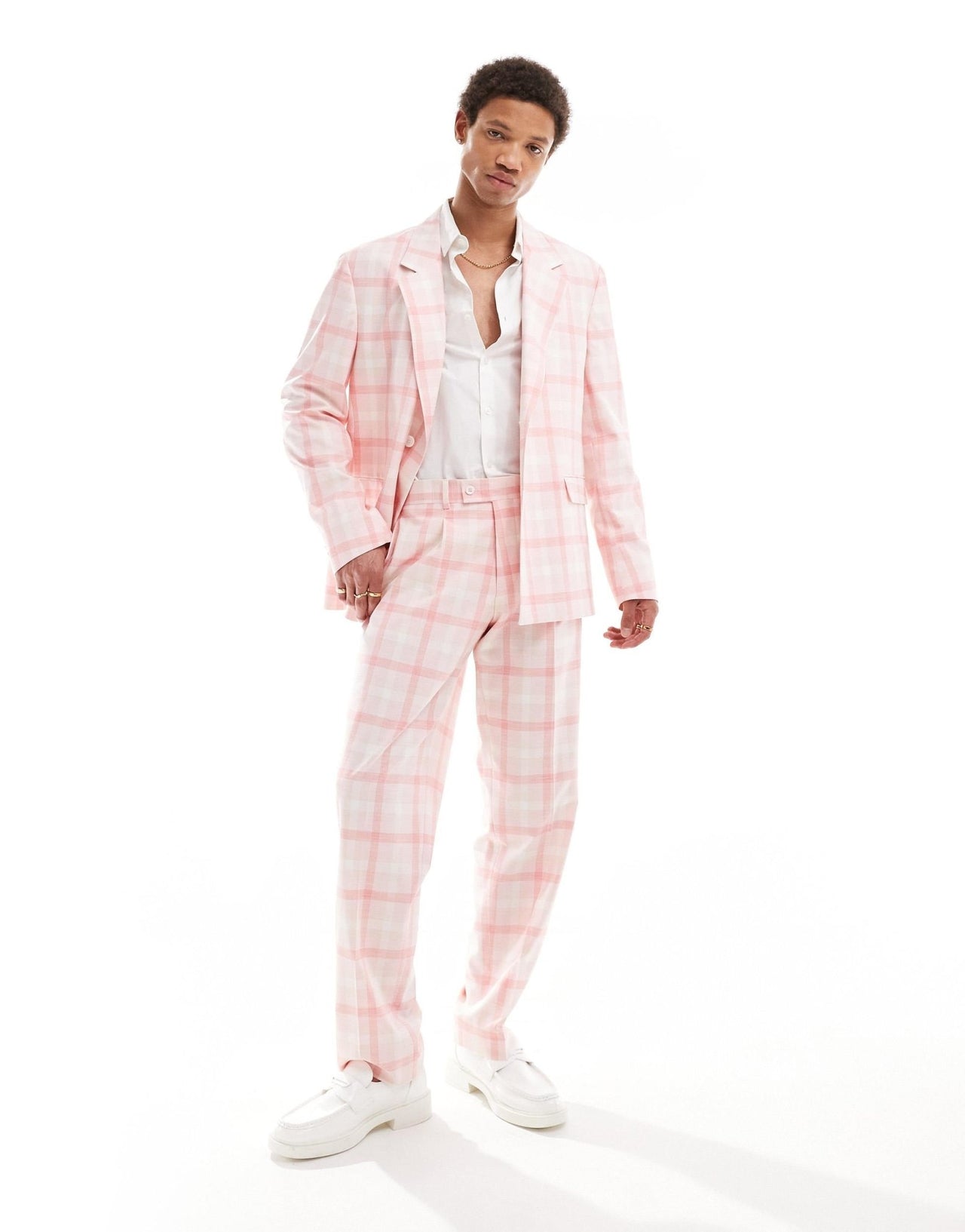 Viggo eriksen checked oversized suit trousers in light pink - ASOS Sample Sale