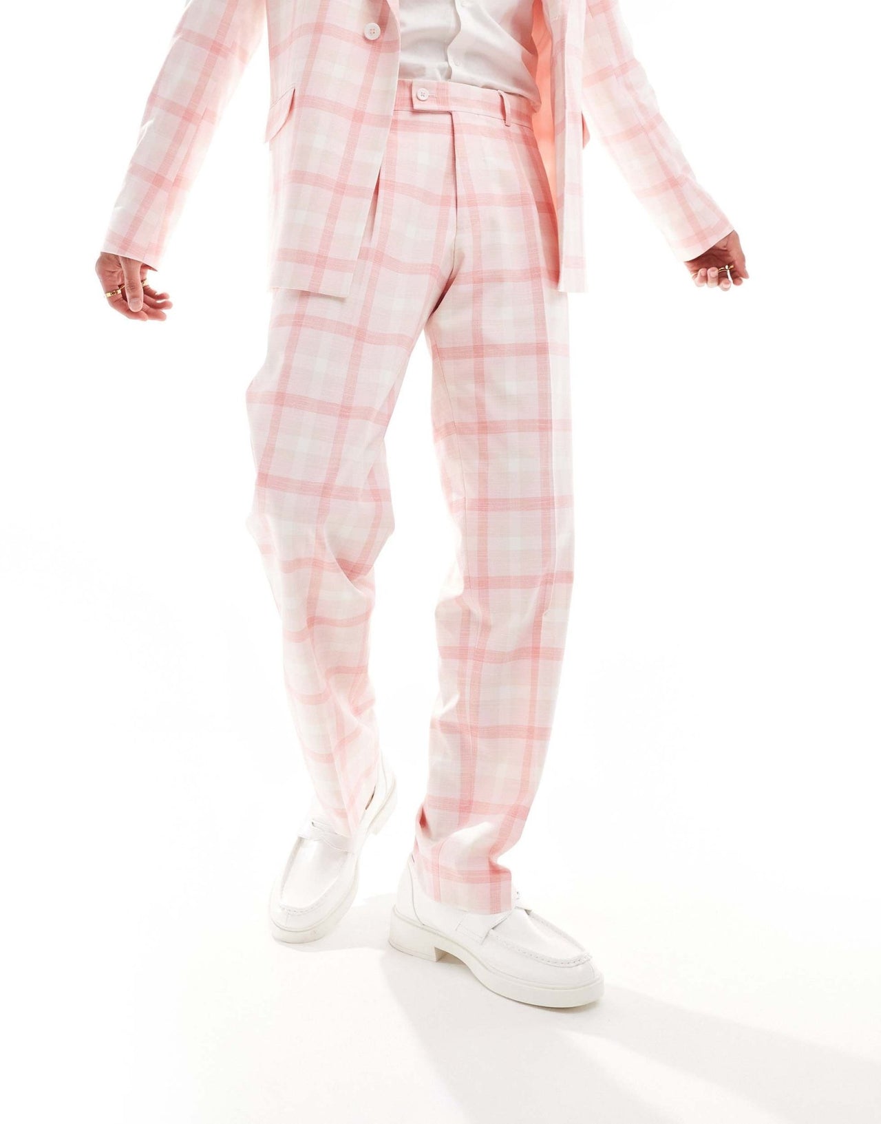 Viggo eriksen checked oversized suit trousers in light pink - ASOS Sample Sale