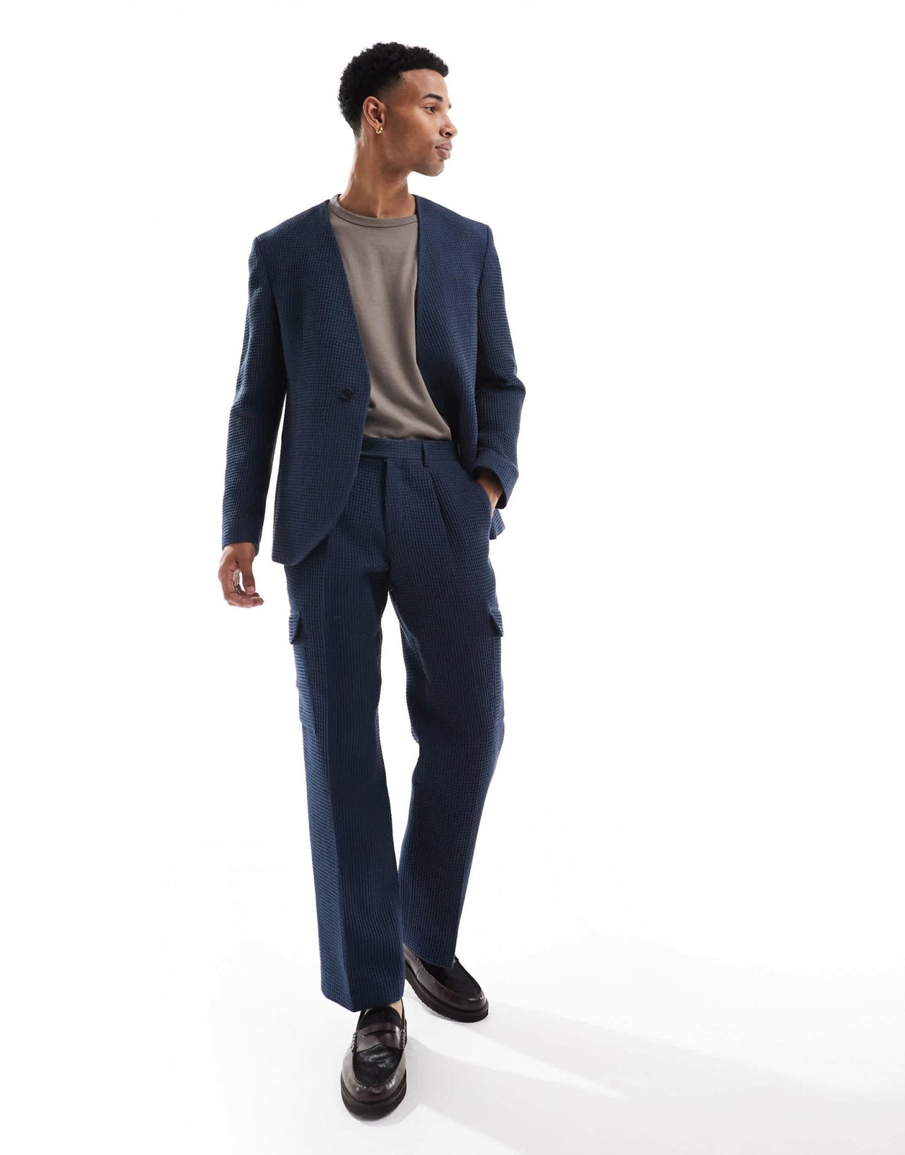 Viggo waffle suit trousers in navy co - ord - ASOS Sample Sale