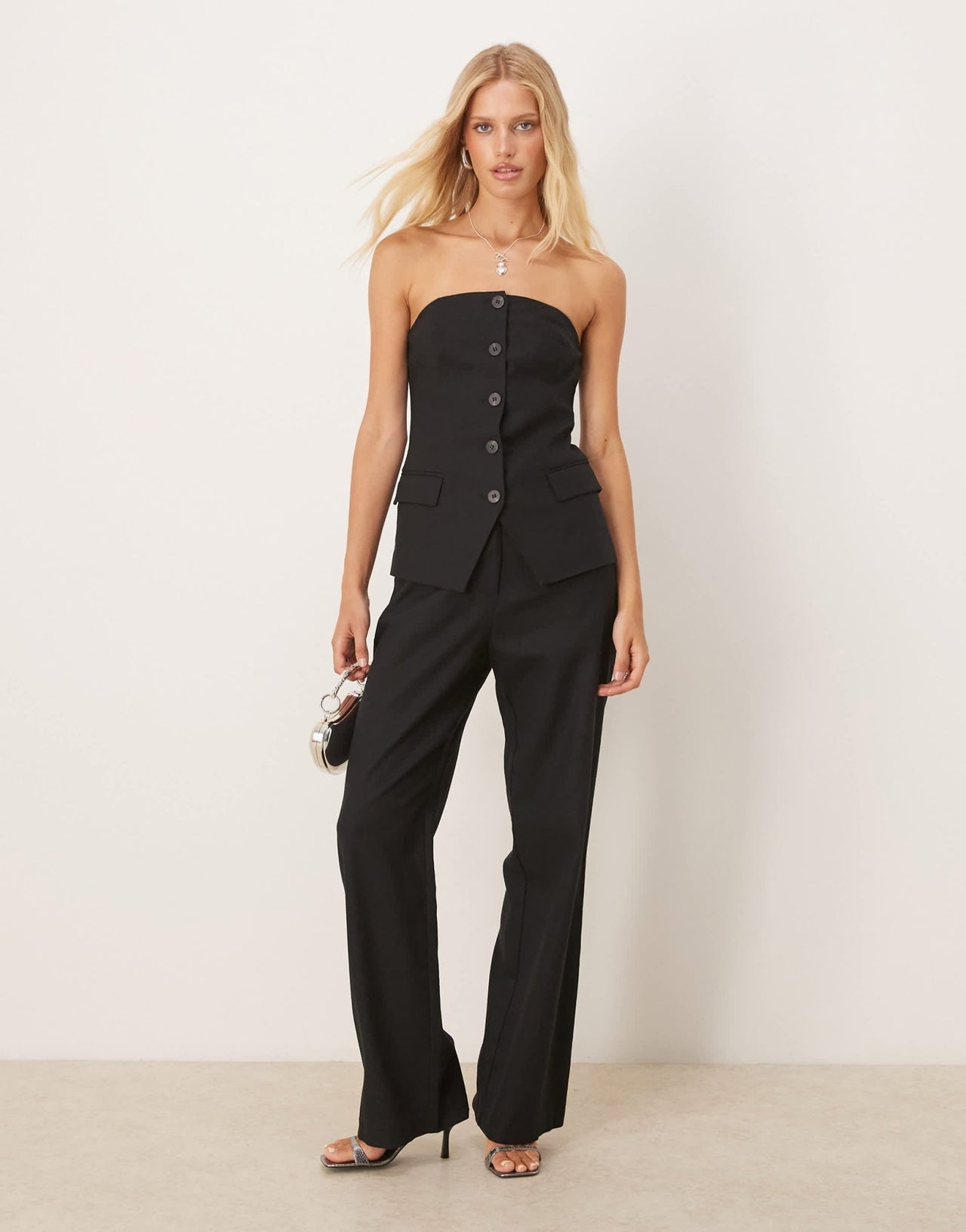Vila bandeau tailored vest co-ord in black - ASOS Sample Sale