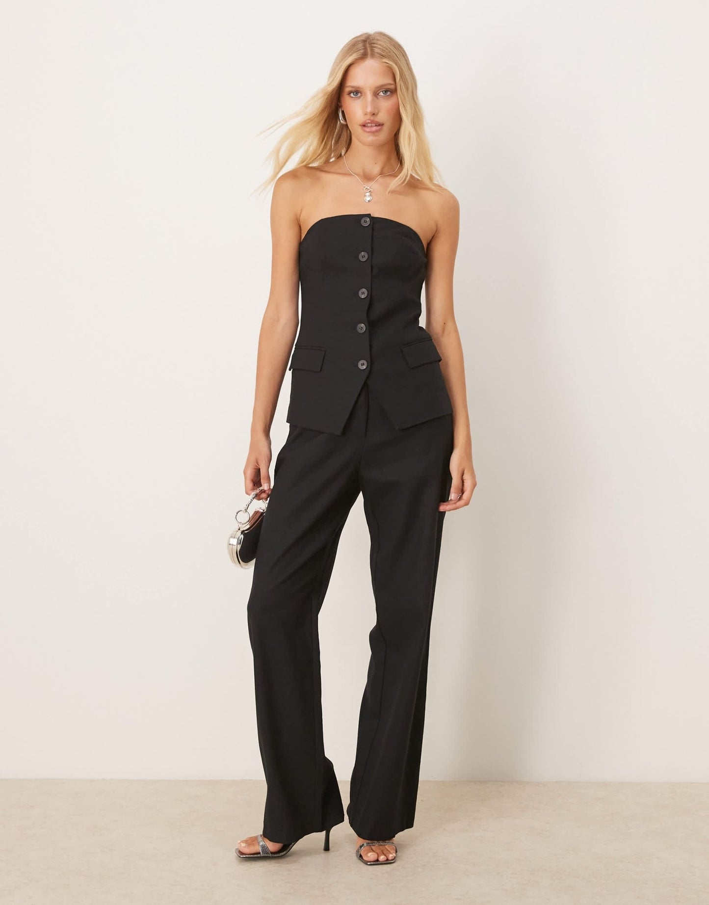 Vila bandeau tailored vest co-ord in black - ASOS Sample Sale