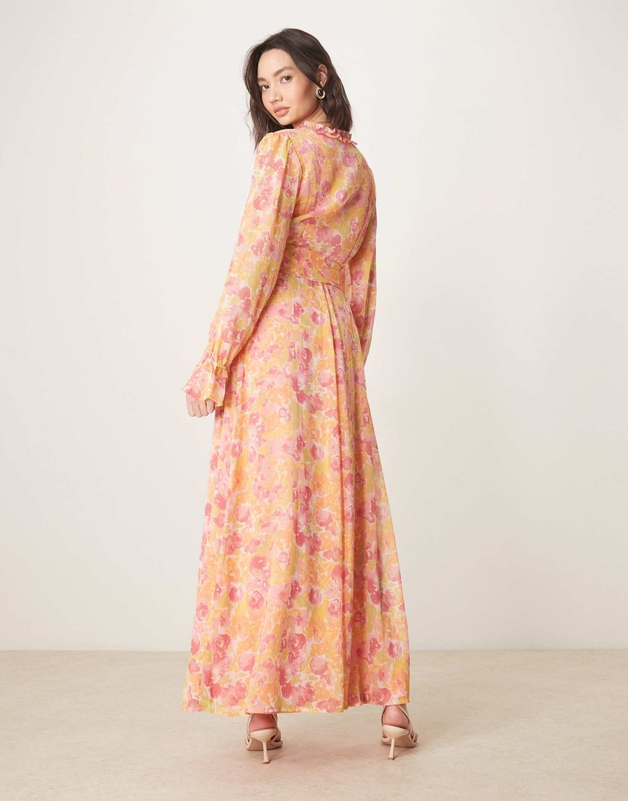 Vila chiffon wrap maxi dress in orange floral print - ASOS Sample Sale