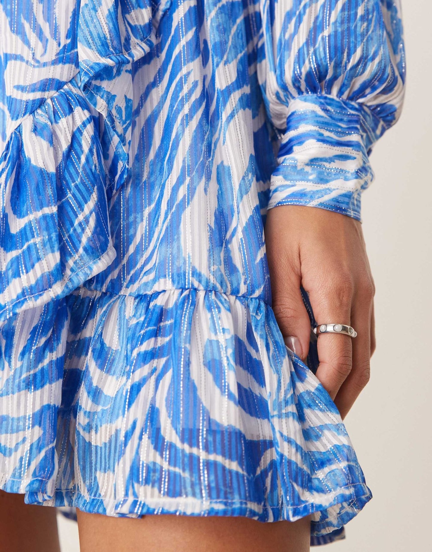 Vila flounce mini dress in blue zebra print - ASOS Sample Sale