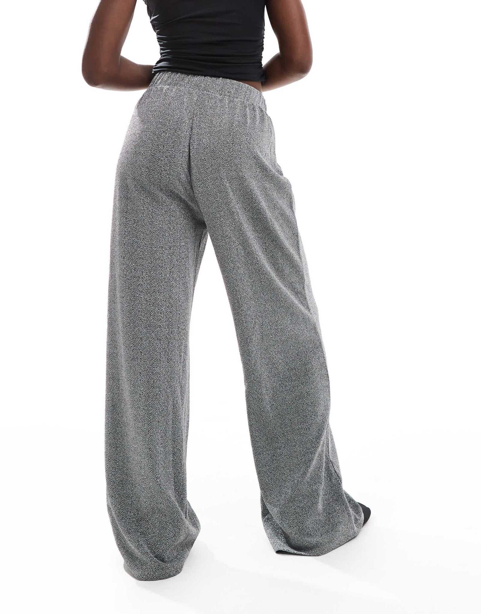 Vila glitter wide leg trousers in silver - ASOS Sample Sale