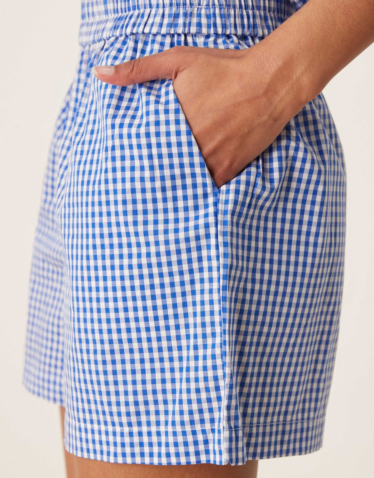 Vila high waisted gingham check poplin short co-ord in blue - ASOS Sample Sale