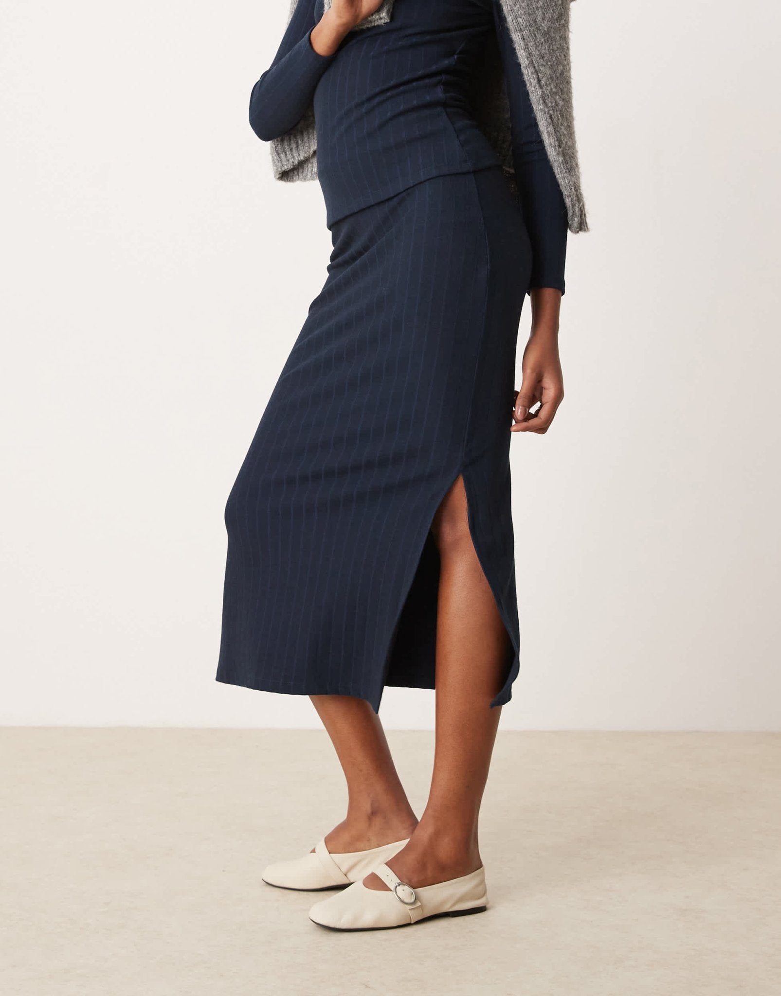 Vila jersey midi skirt co - ord in navy - ASOS Sample Sale