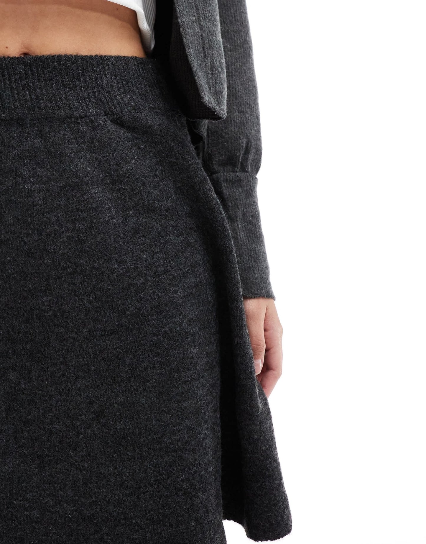 Vila knitted mini skirt co - ord in dark grey melange - ASOS Sample Sale