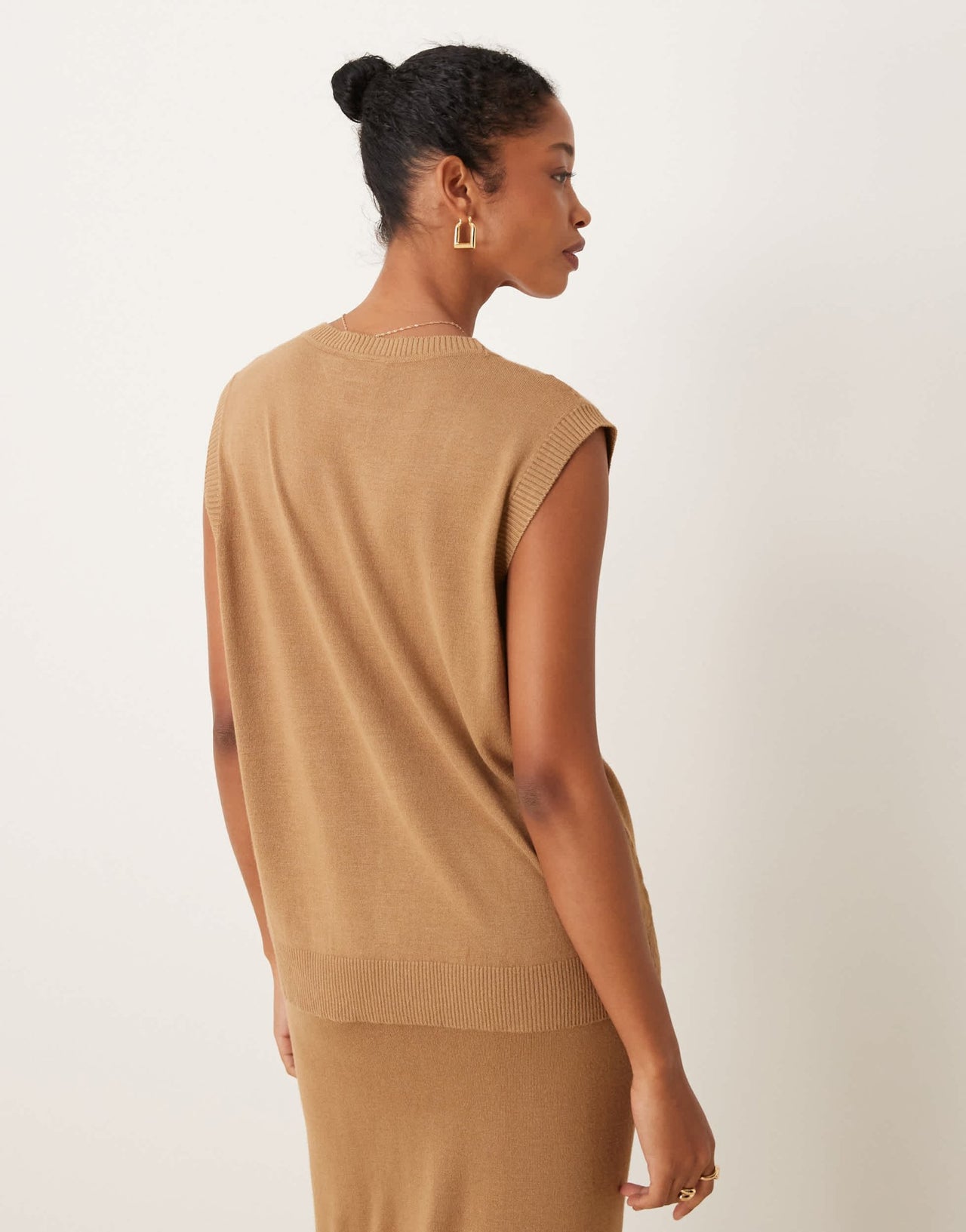 Vila knitted waistcoat co - ord in camel - ASOS Sample Sale