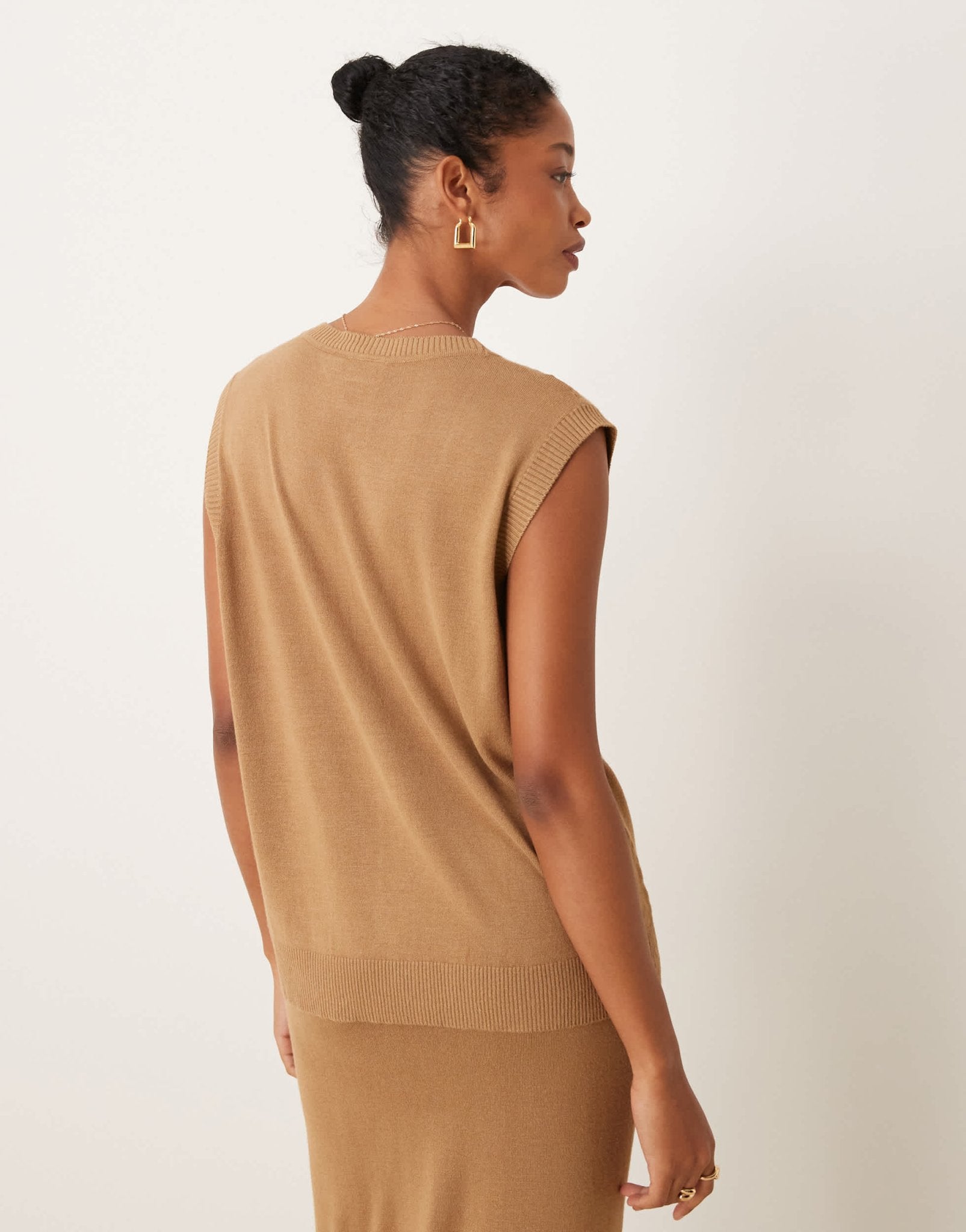 Vila knitted waistcoat co - ord in camel - ASOS Sample Sale