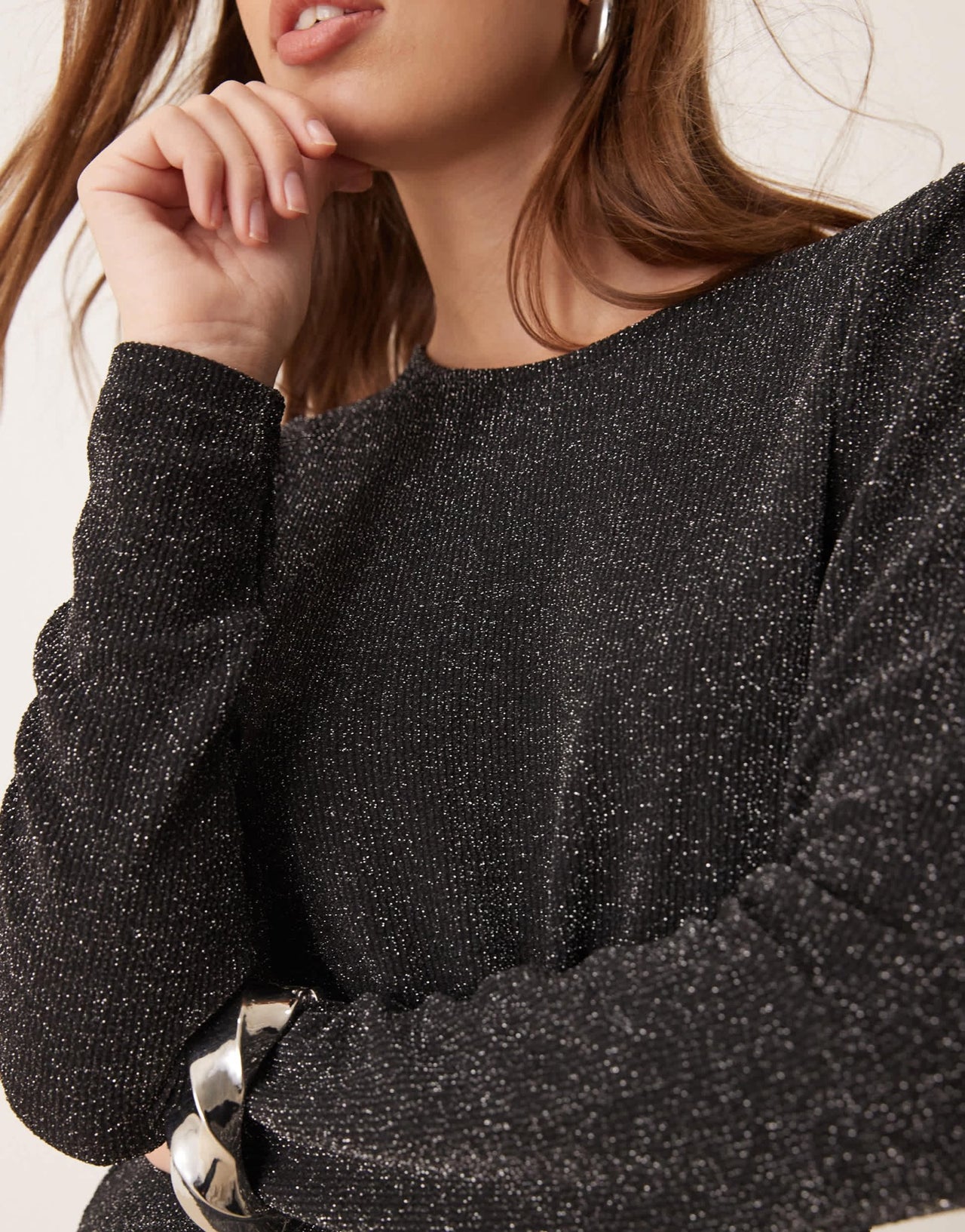 Vila long sleeve glitter top co - ord in black - ASOS Sample Sale