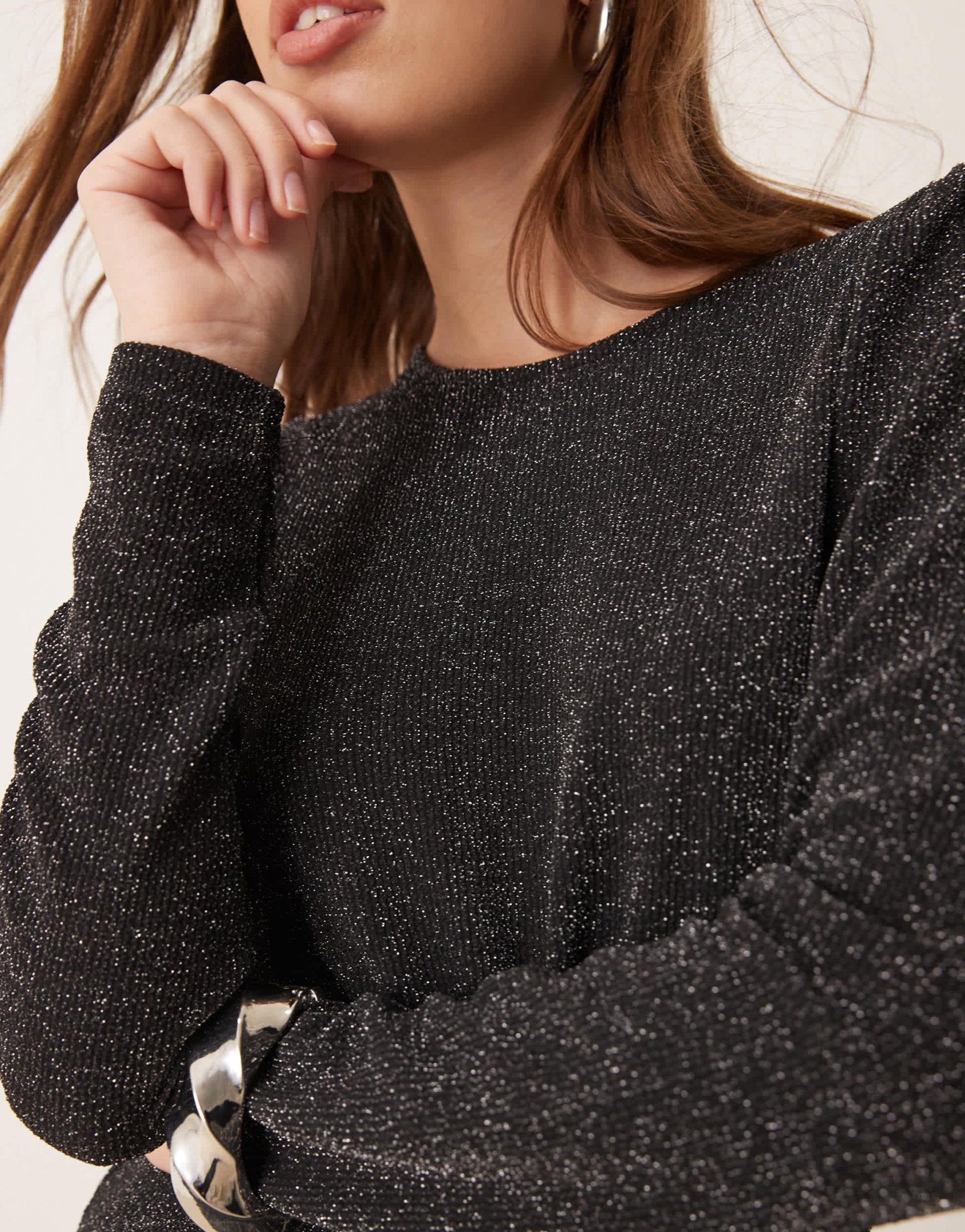 Vila long sleeve glitter top co - ord in black - ASOS Sample Sale