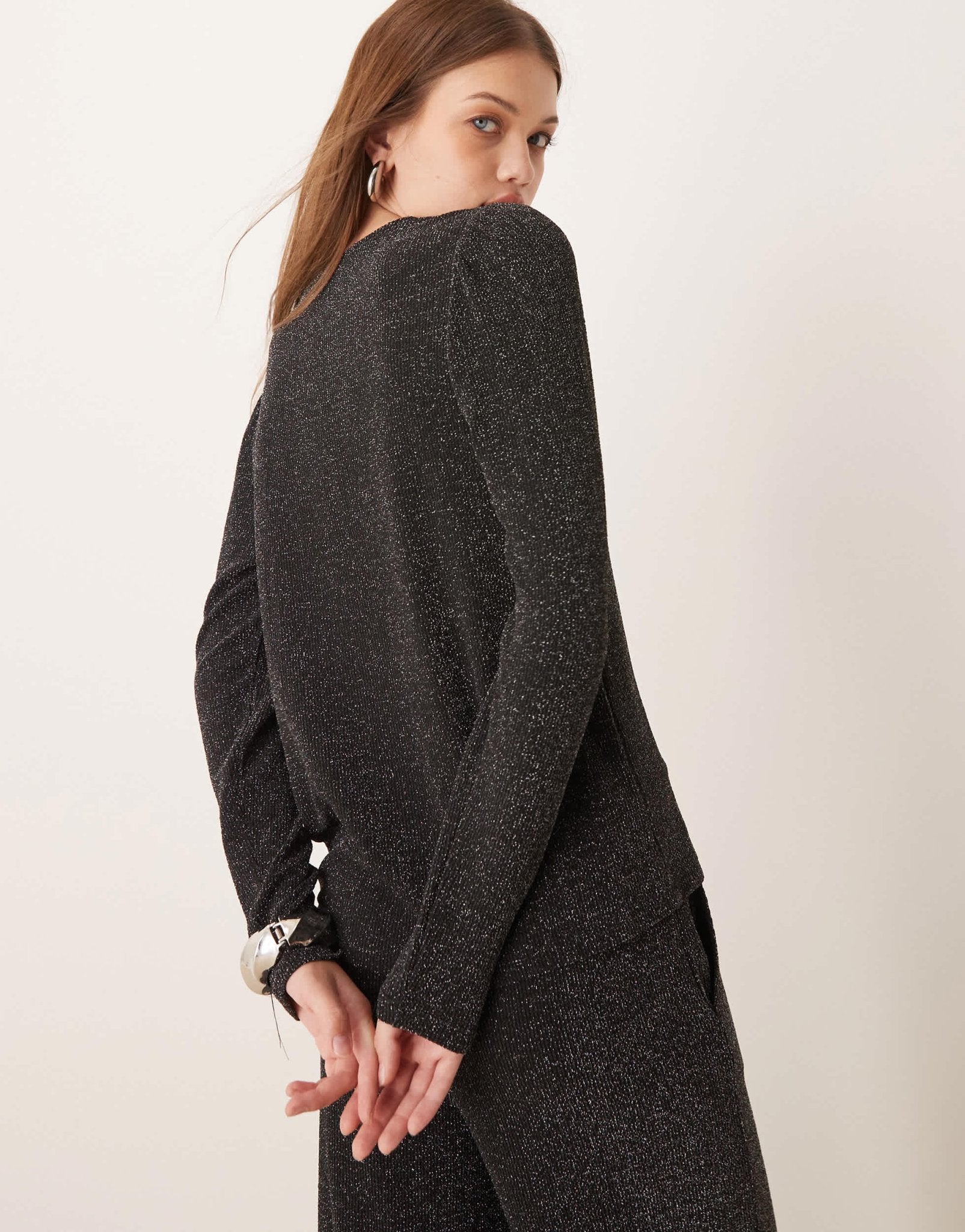 Vila long sleeve glitter top co - ord in black - ASOS Sample Sale