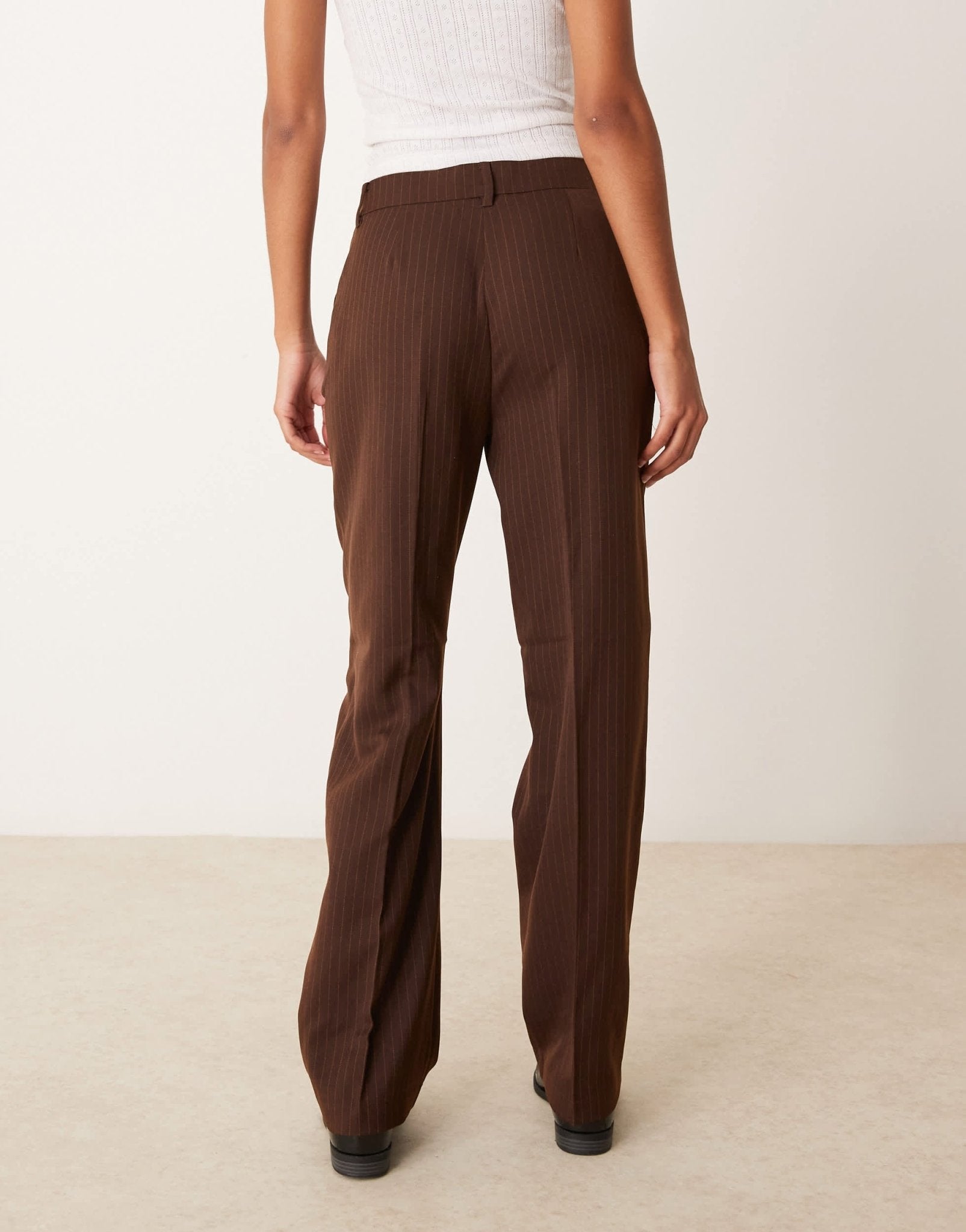 Vila mix and match tailored wide leg trouser in brown pin stripe - ASOS Sample Sale