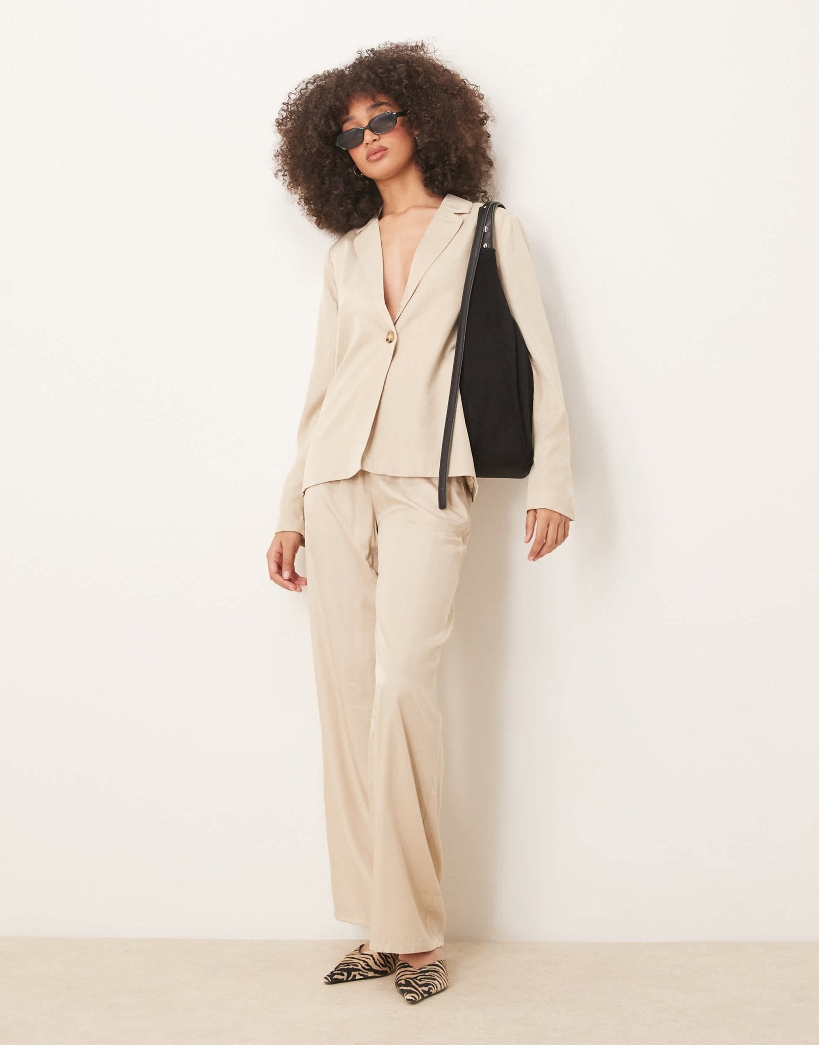 Vila oversized button front blazer co - ord in oatmeal - ASOS Sample Sale