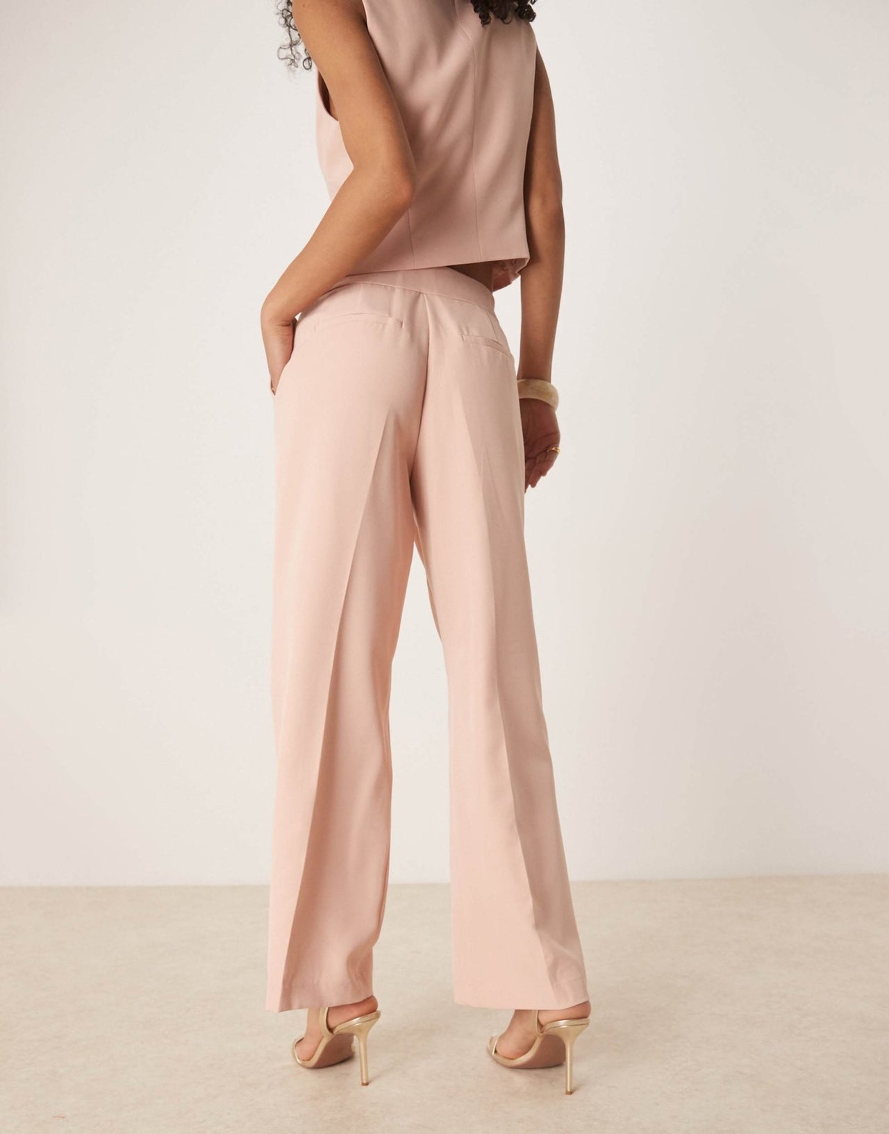 Vila pleat front tailored wide leg trouser co-ord in peach whip - ASOS Sample Sale