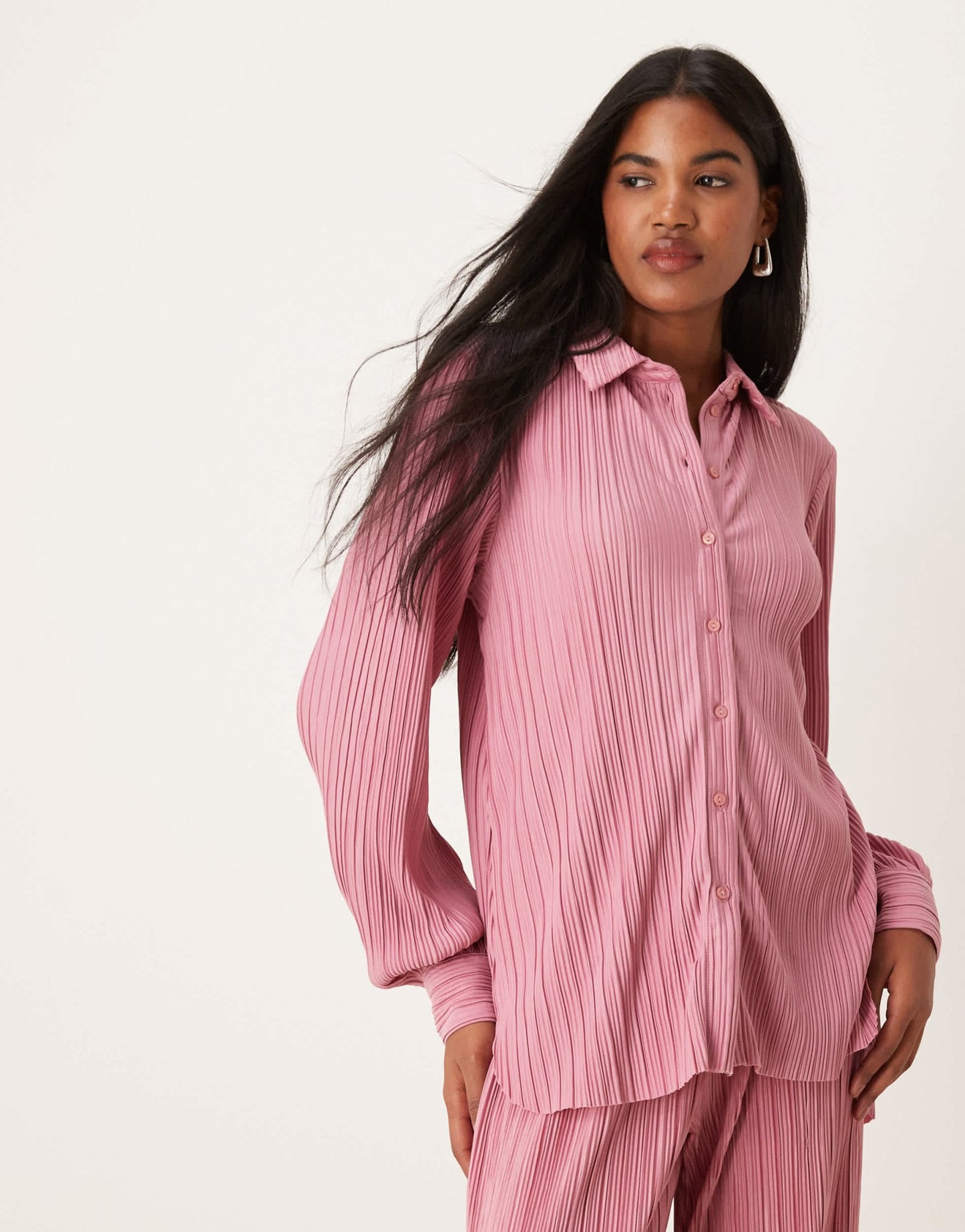 Vila plisse shirt co - ord in dusty pink - ASOS Sample Sale