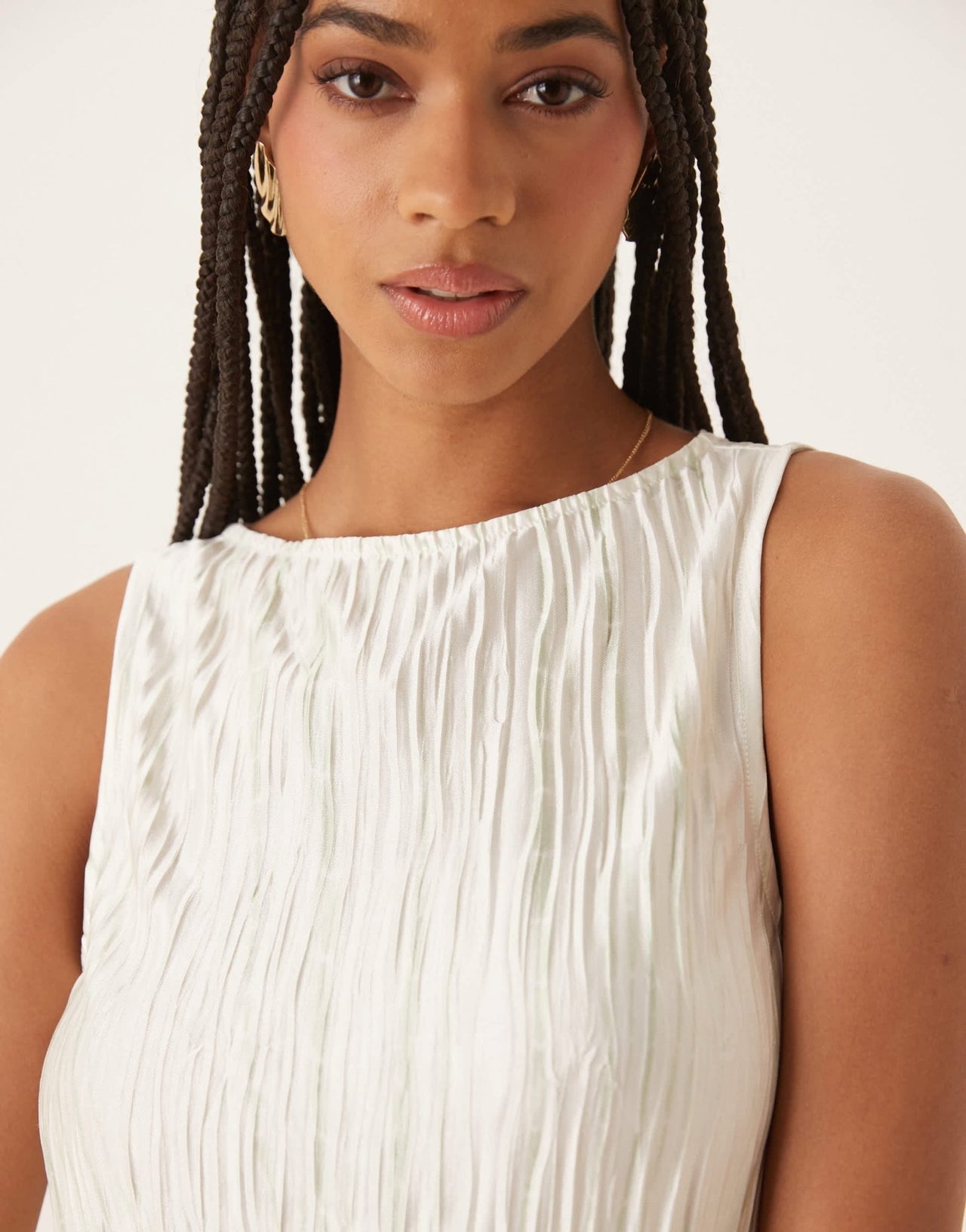 Vila plisse slash neck sleeveless top co-ord in pale silt green tie dye - ASOS Sample Sale