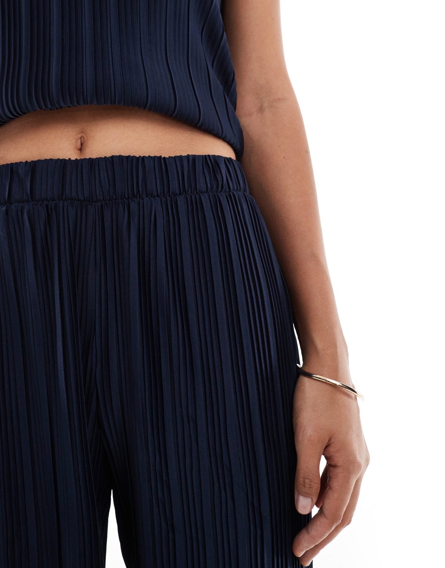 Vila plisse wide leg trouser co - ord in navy - ASOS Sample Sale