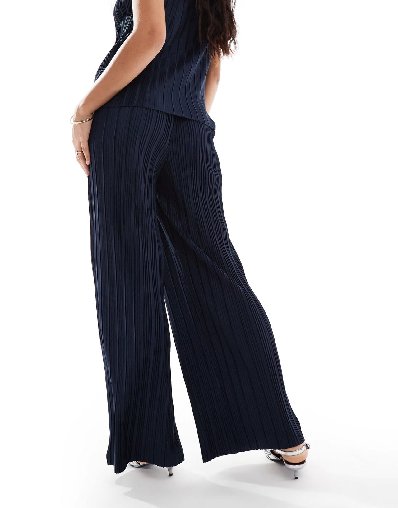 Vila plisse wide leg trouser co - ord in navy - ASOS Sample Sale