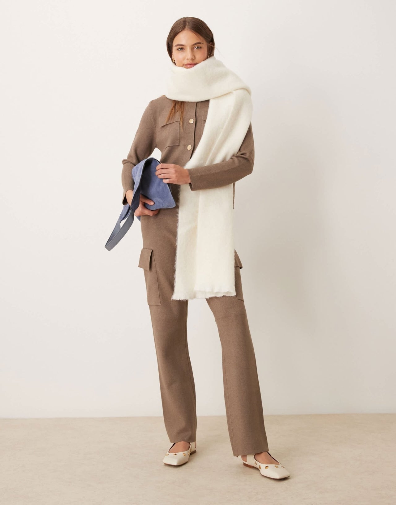Vila premium structured knit trouser co - ord in taupe - ASOS Sample Sale