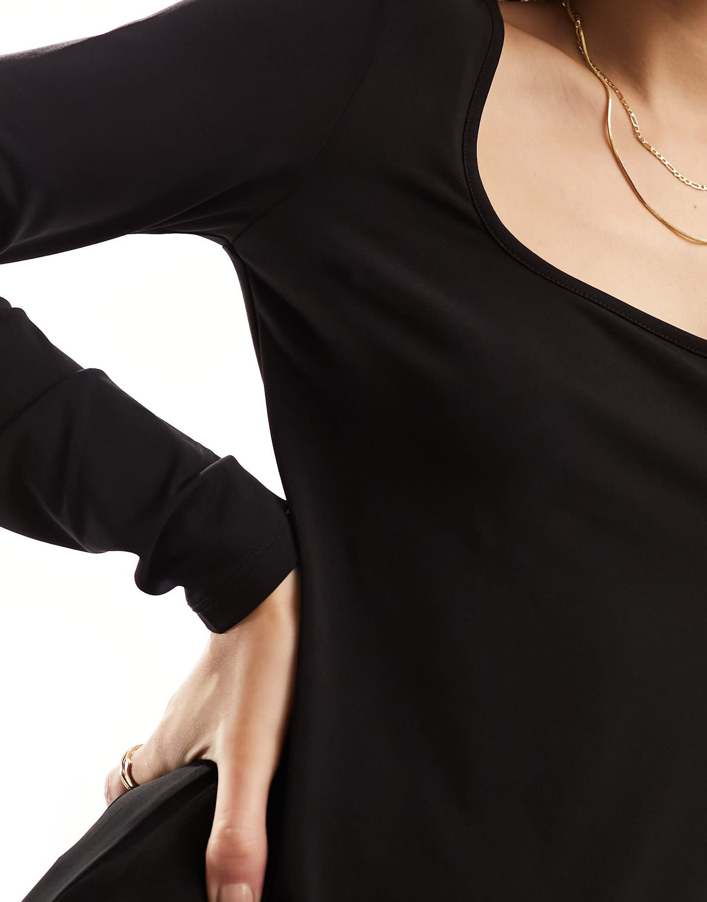 Vila reversable stretch long sleeved maxi dress in black - ASOS Sample Sale