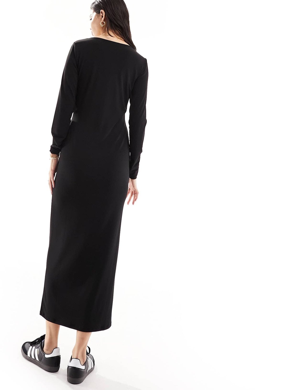 Vila reversable stretch long sleeved maxi dress in black - ASOS Sample Sale