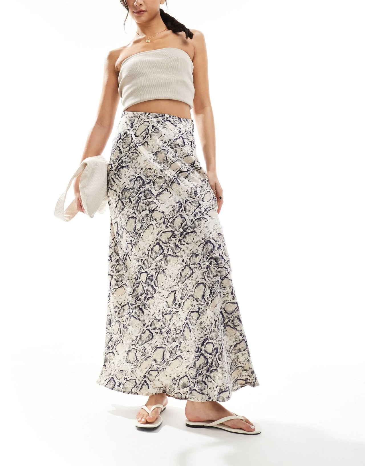 Vila satin maxi skirt in snake skin print - ASOS Sample Sale