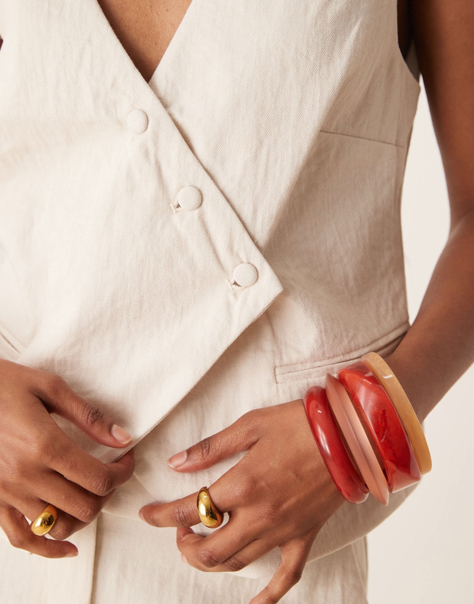 Vila tailored asymmetrical placket detail waistcoat co-ord in birch cream - ASOS Sample Sale
