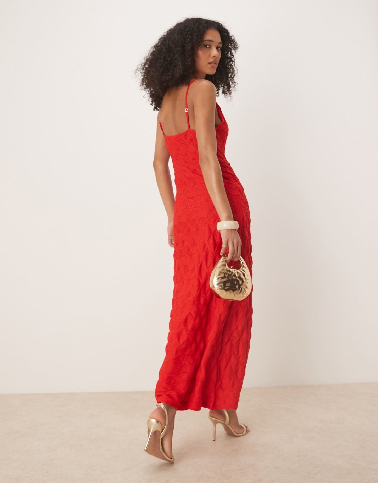 Vila textured jersey cami maxi dress in racing red - ASOS Sample Sale