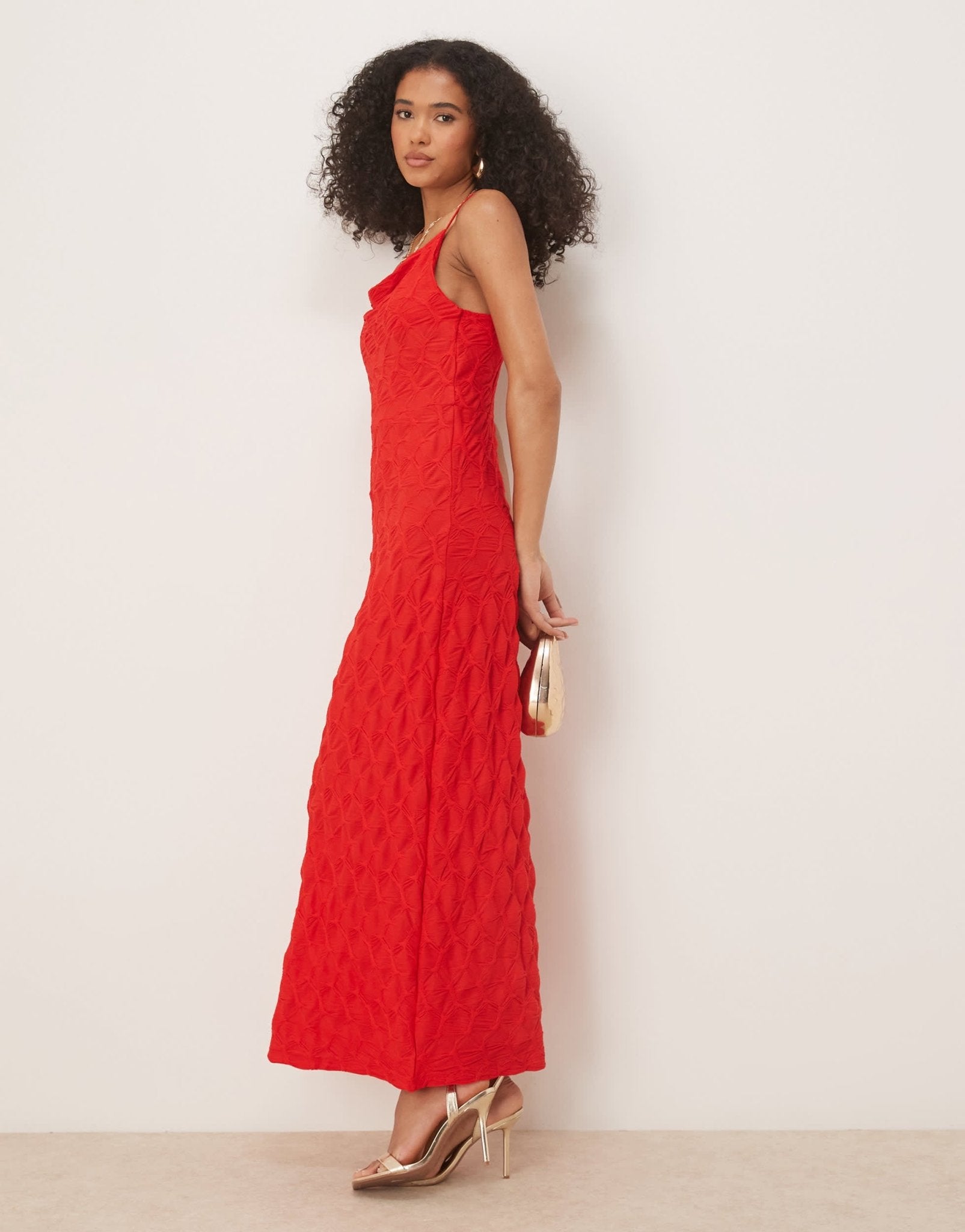Vila textured jersey cami maxi dress in racing red - ASOS Sample Sale
