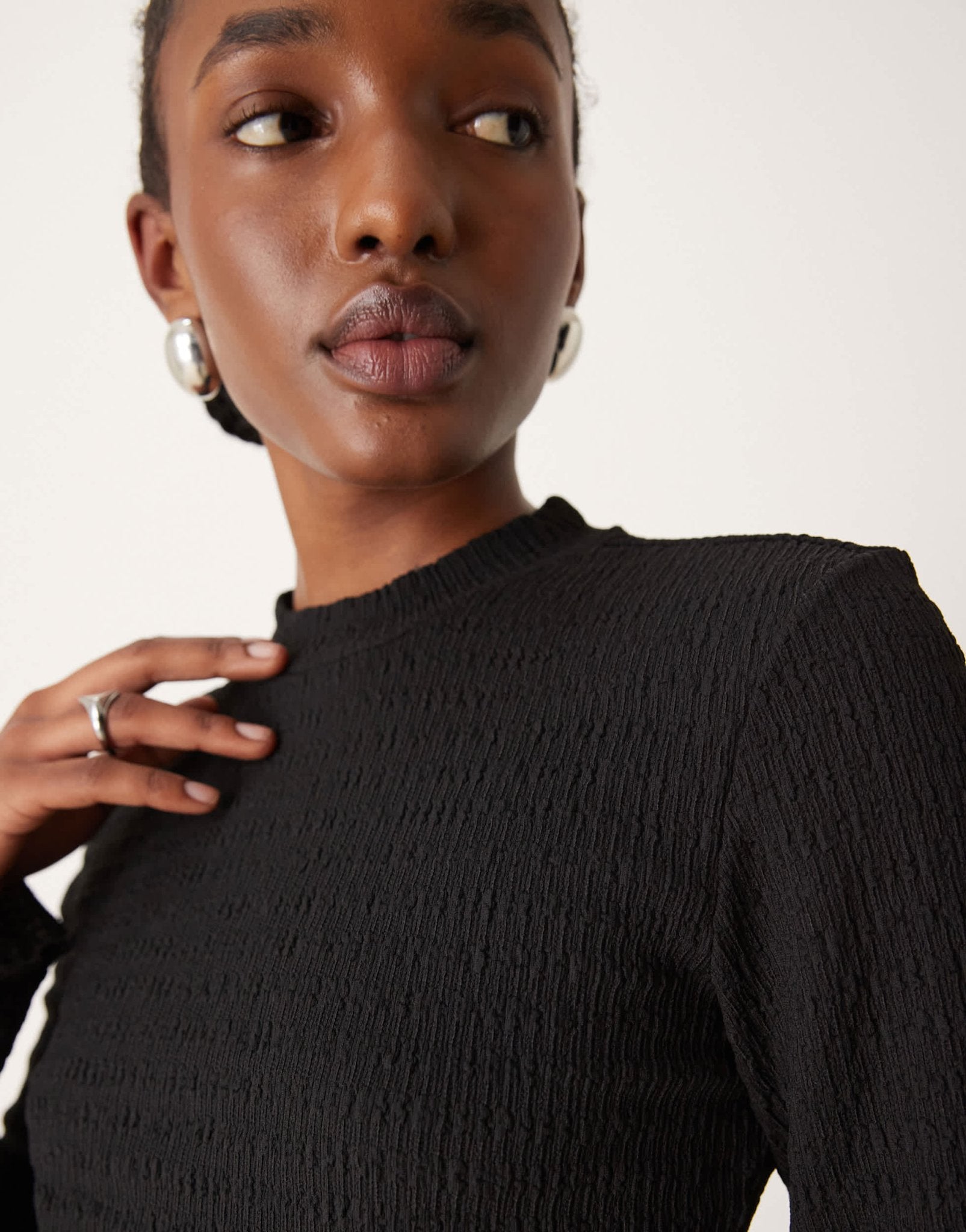 Vila textured long sleeve top co - ord in black - ASOS Sample Sale