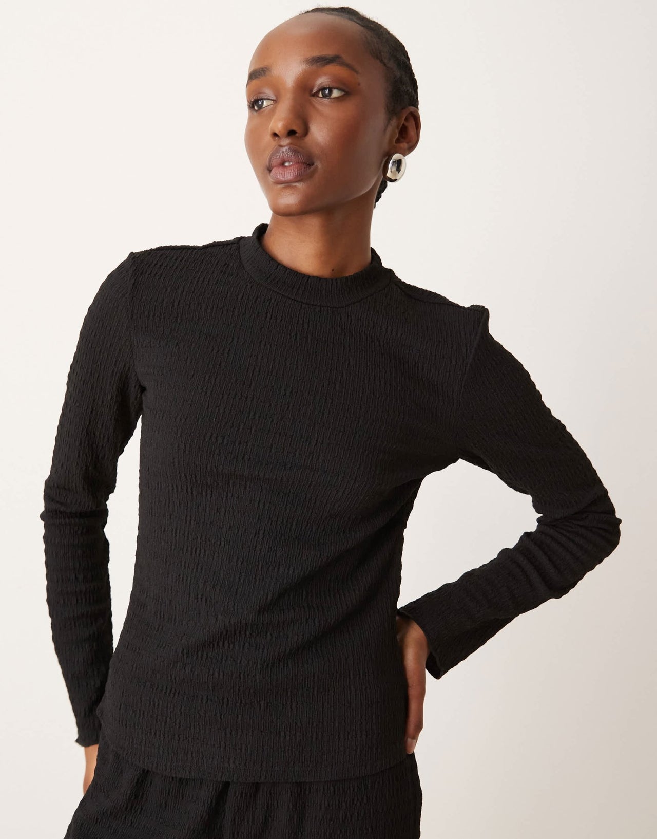 Vila textured long sleeve top co - ord in black - ASOS Sample Sale