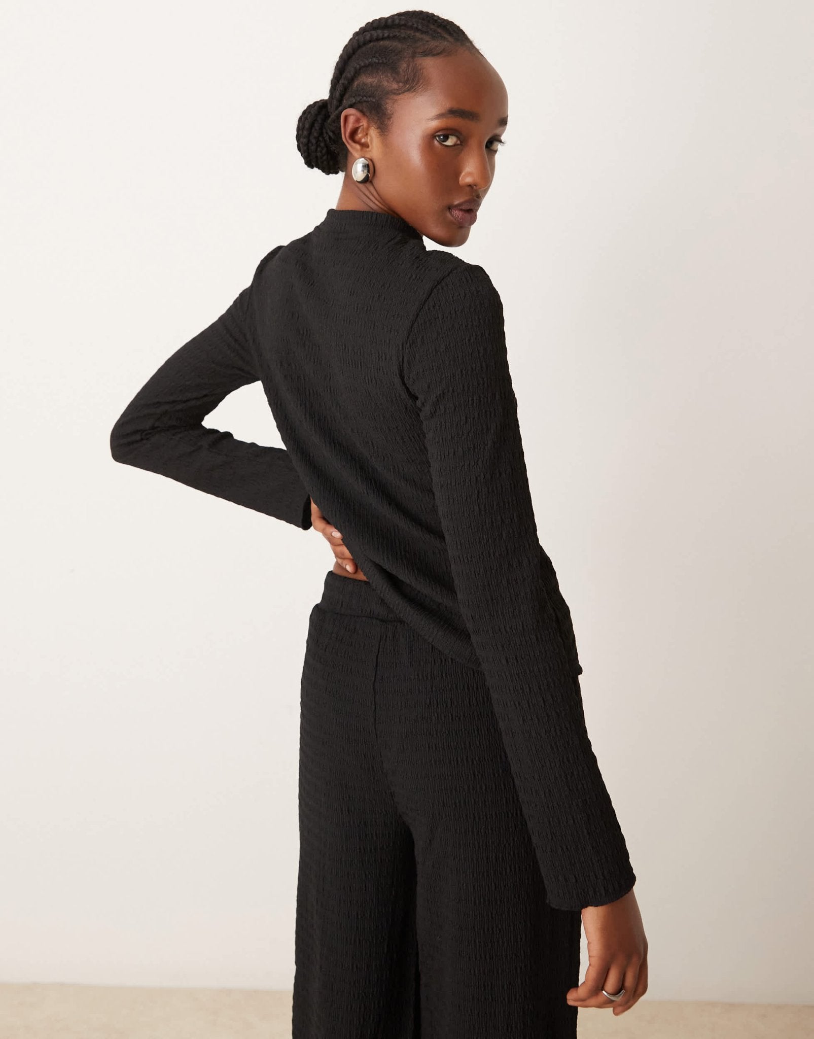 Vila textured long sleeve top co - ord in black - ASOS Sample Sale