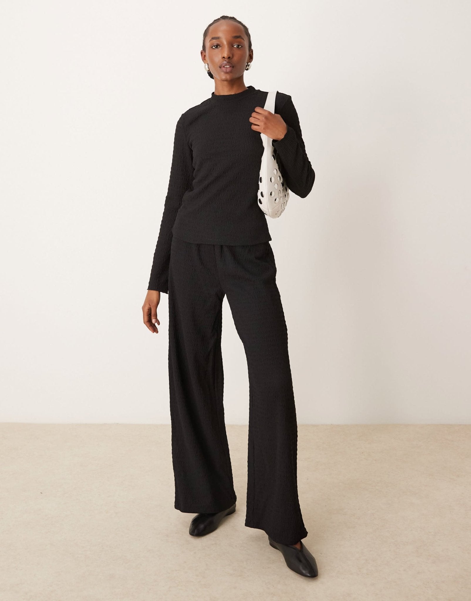 Vila textured long sleeve top co - ord in black - ASOS Sample Sale