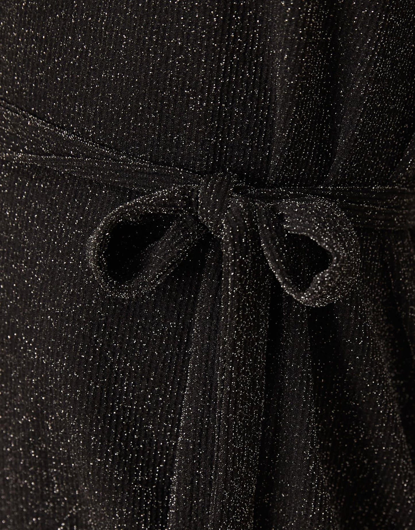 Vila tie waist dress in black glitter - ASOS Sample Sale
