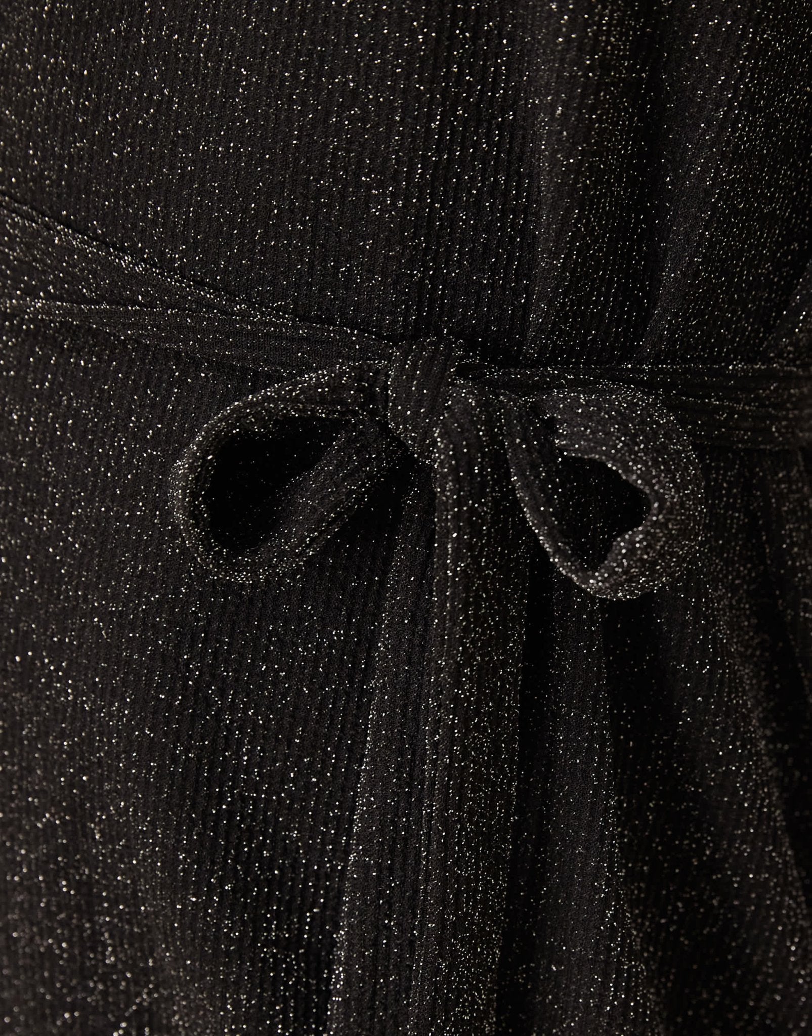 Vila tie waist dress in black glitter - ASOS Sample Sale