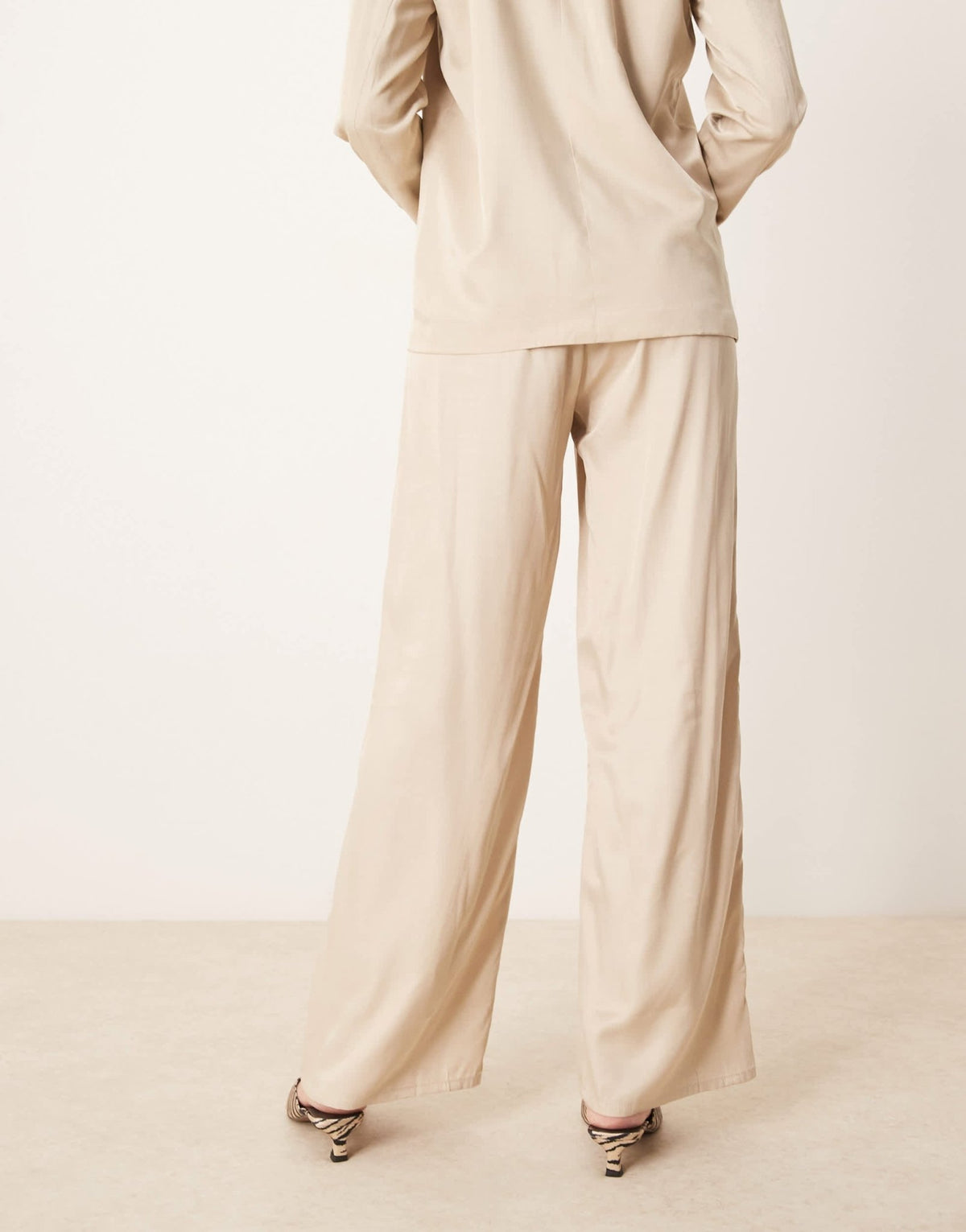 Vila wide leg tie waist trouser co - ord in oatmeal - ASOS Sample Sale