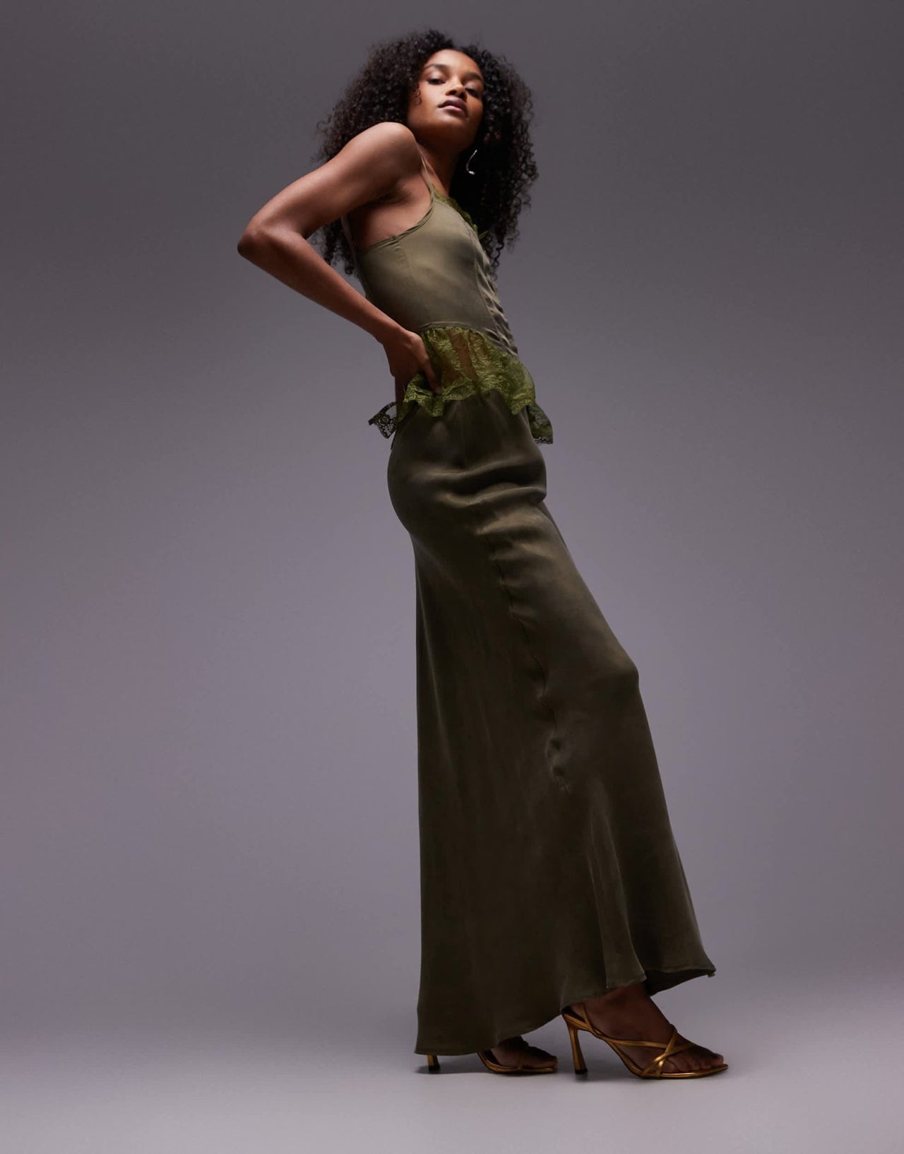 VRG GRL ena bias cut maxi skirt co - ord in green - ASOS Sample Sale