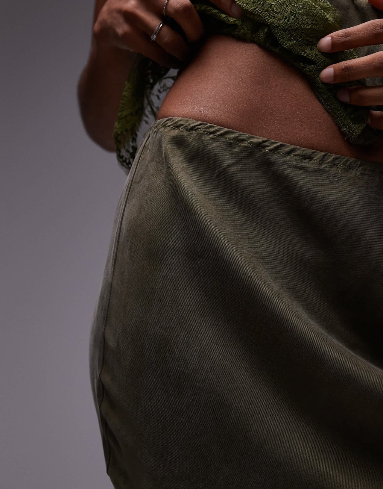 VRG GRL ena bias cut maxi skirt co - ord in green - ASOS Sample Sale