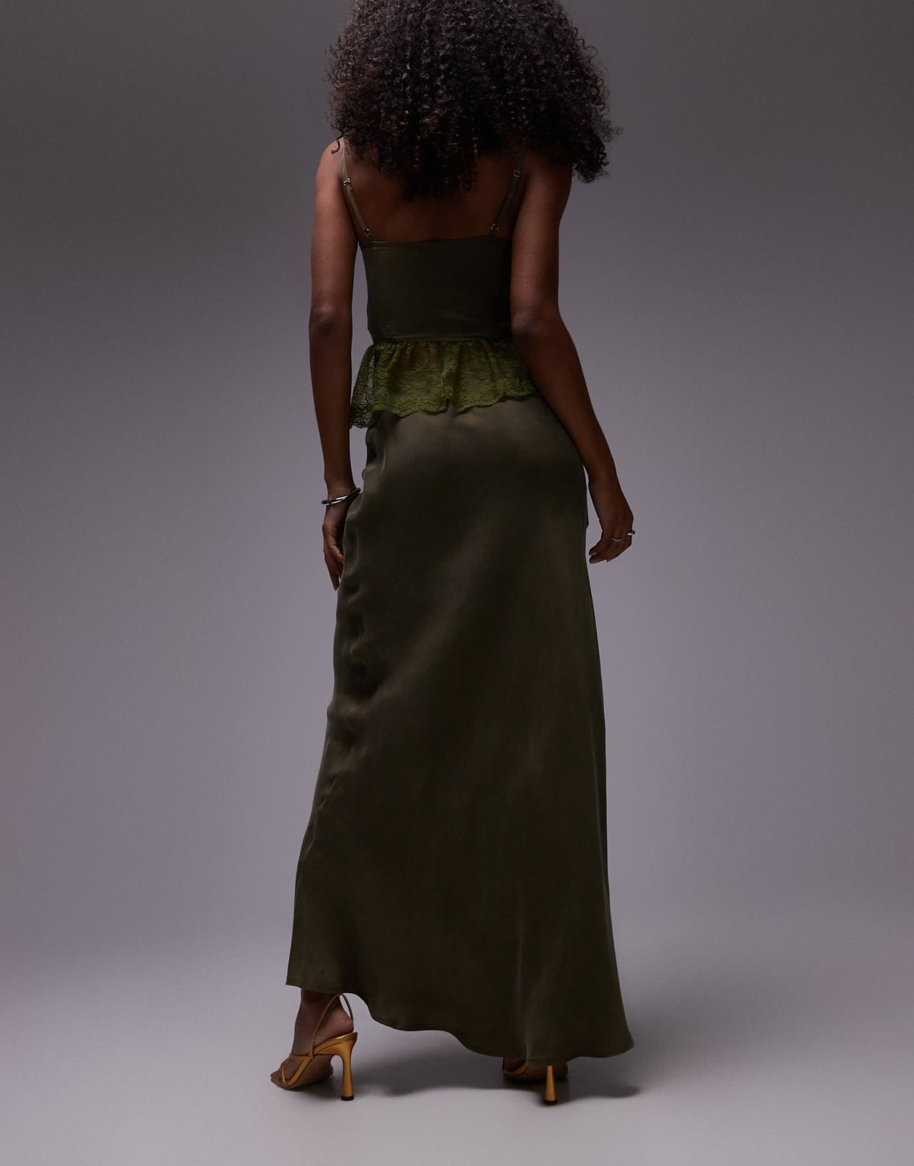 VRG GRL ena bias cut maxi skirt co - ord in green - ASOS Sample Sale