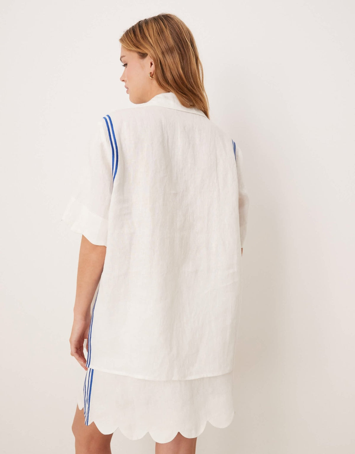 VRG GRL gigi scallop edge linen shirt co-ord in white - ASOS Sample Sale