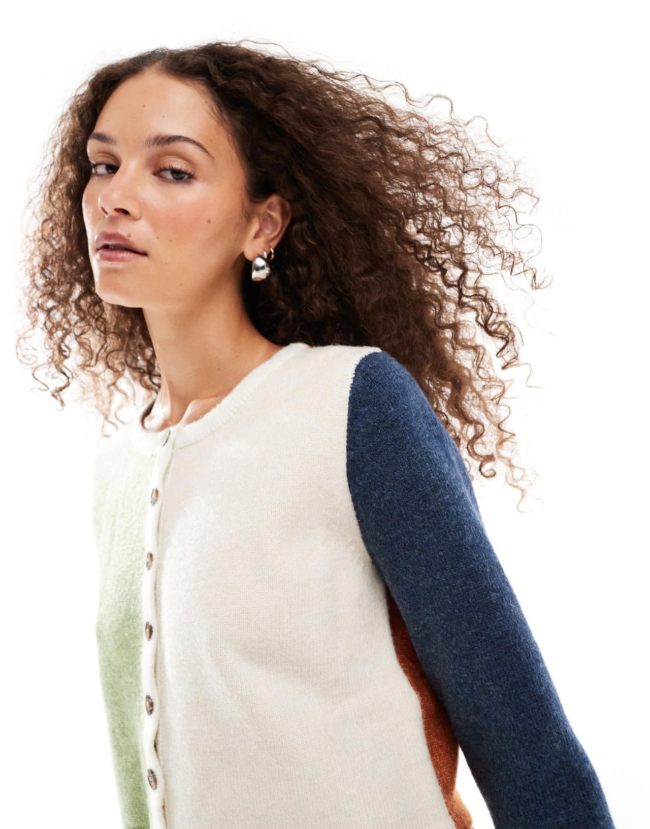 VRG GRL harlyn spliced panel shrunken cardigan in multi - ASOS Sample Sale