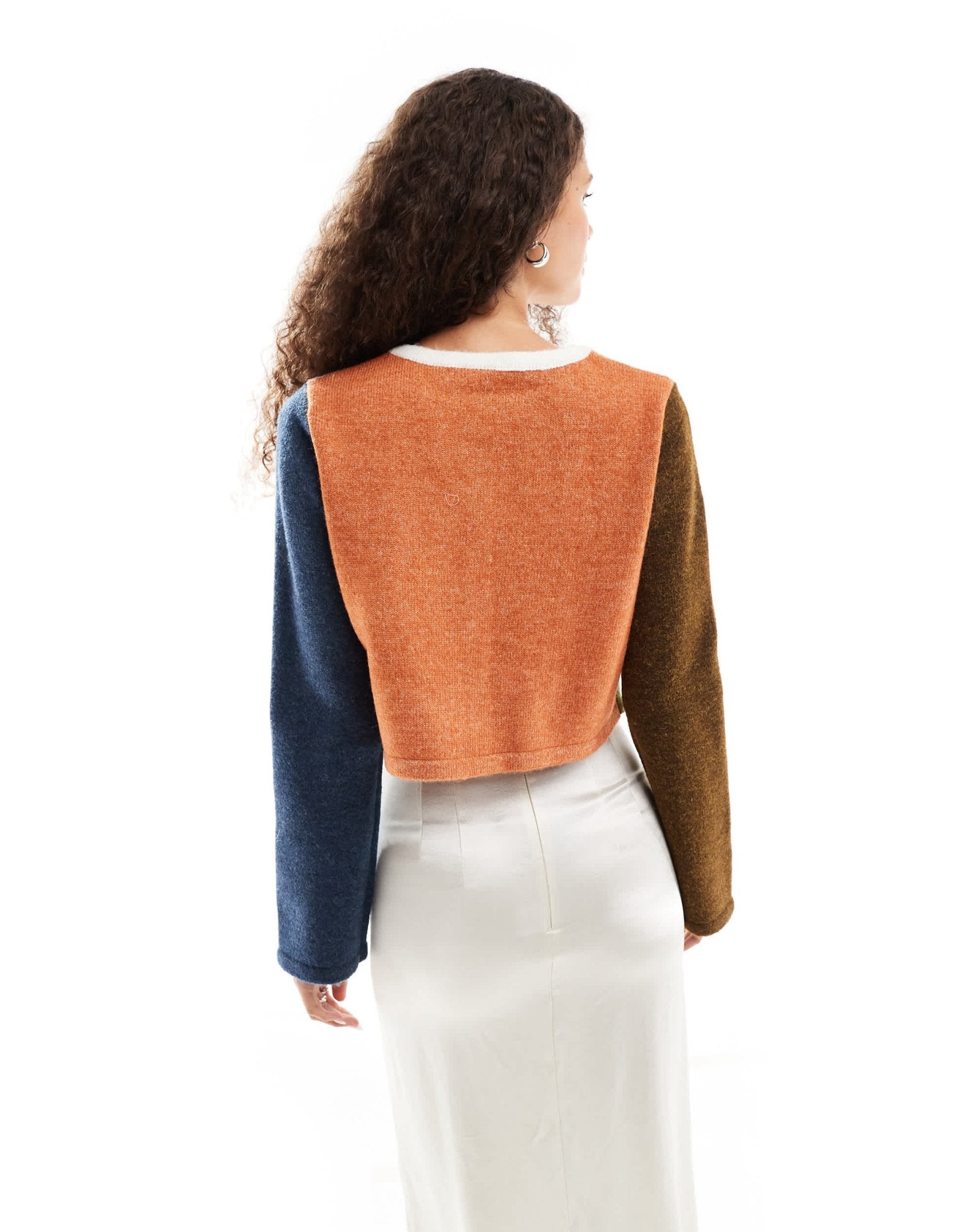 VRG GRL harlyn spliced panel shrunken cardigan in multi - ASOS Sample Sale