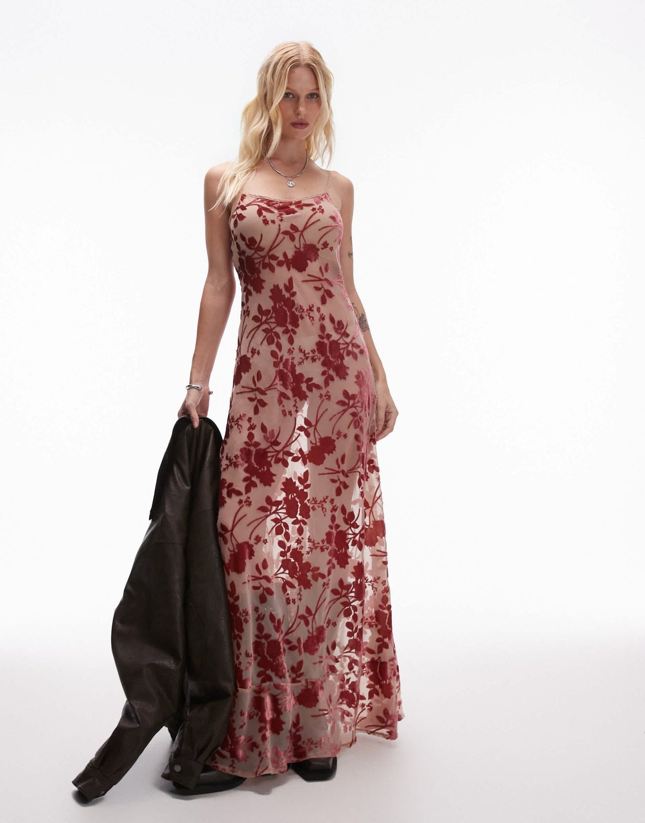 VRG GRL iris bias cut maxi dress in rose - ASOS Sample Sale